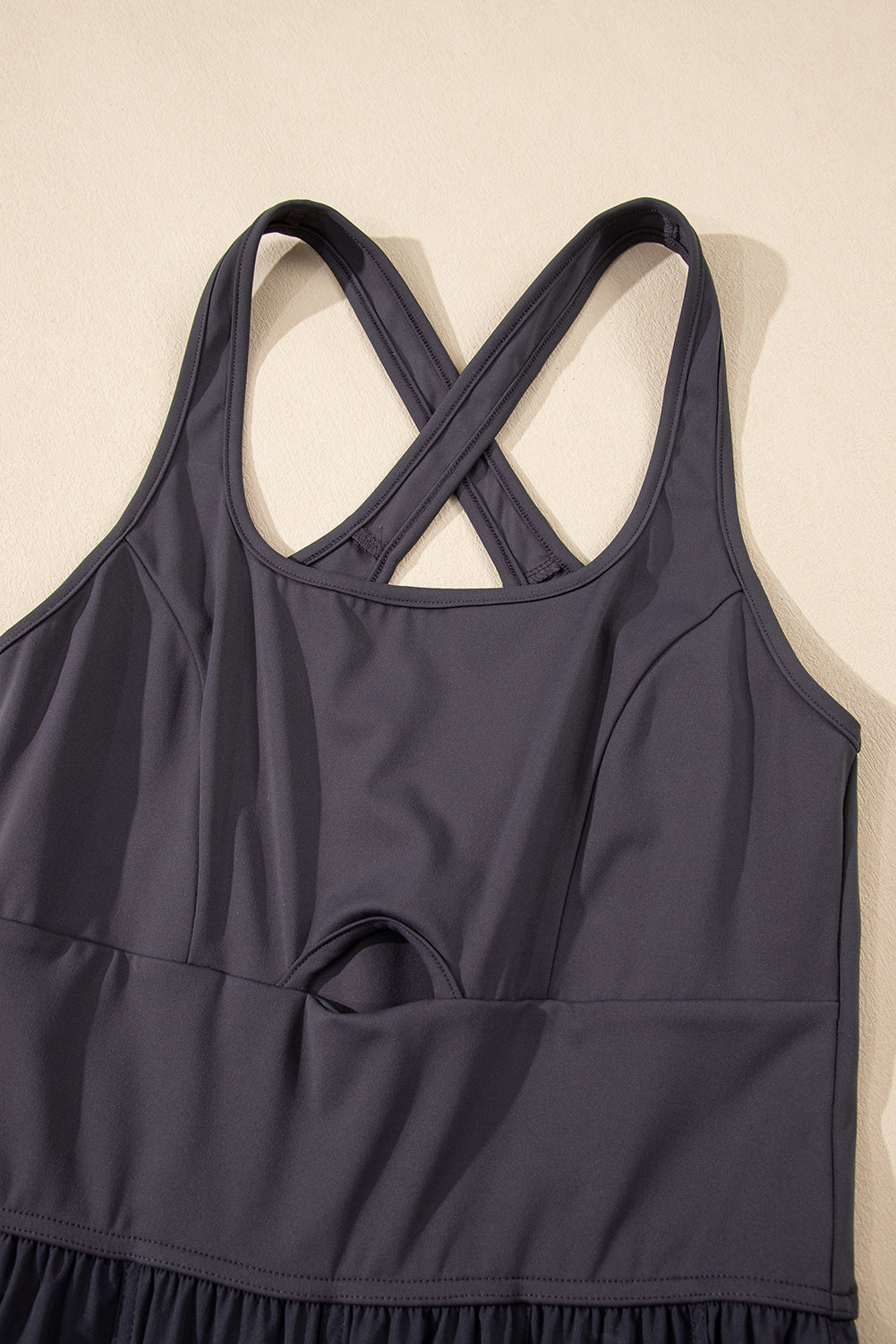 Carbon Grey Back Crossed Straps Hollow Out Jogger Jumpsuit eAura