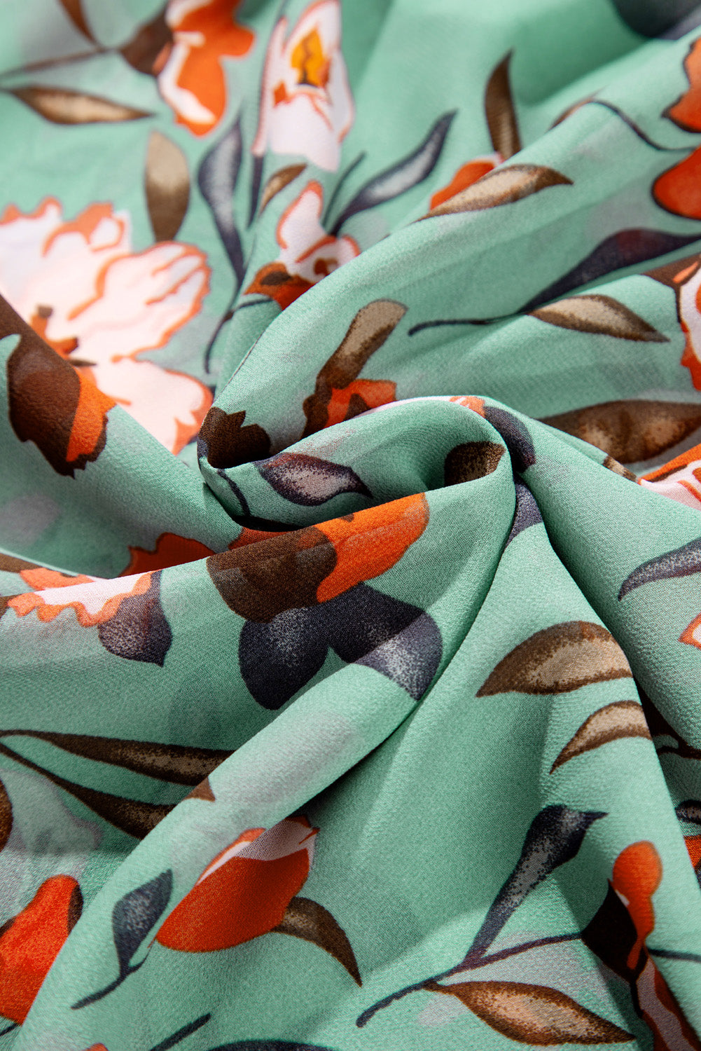 Floral Print Frilled V-Neck Short Sleeve Maxi Dress