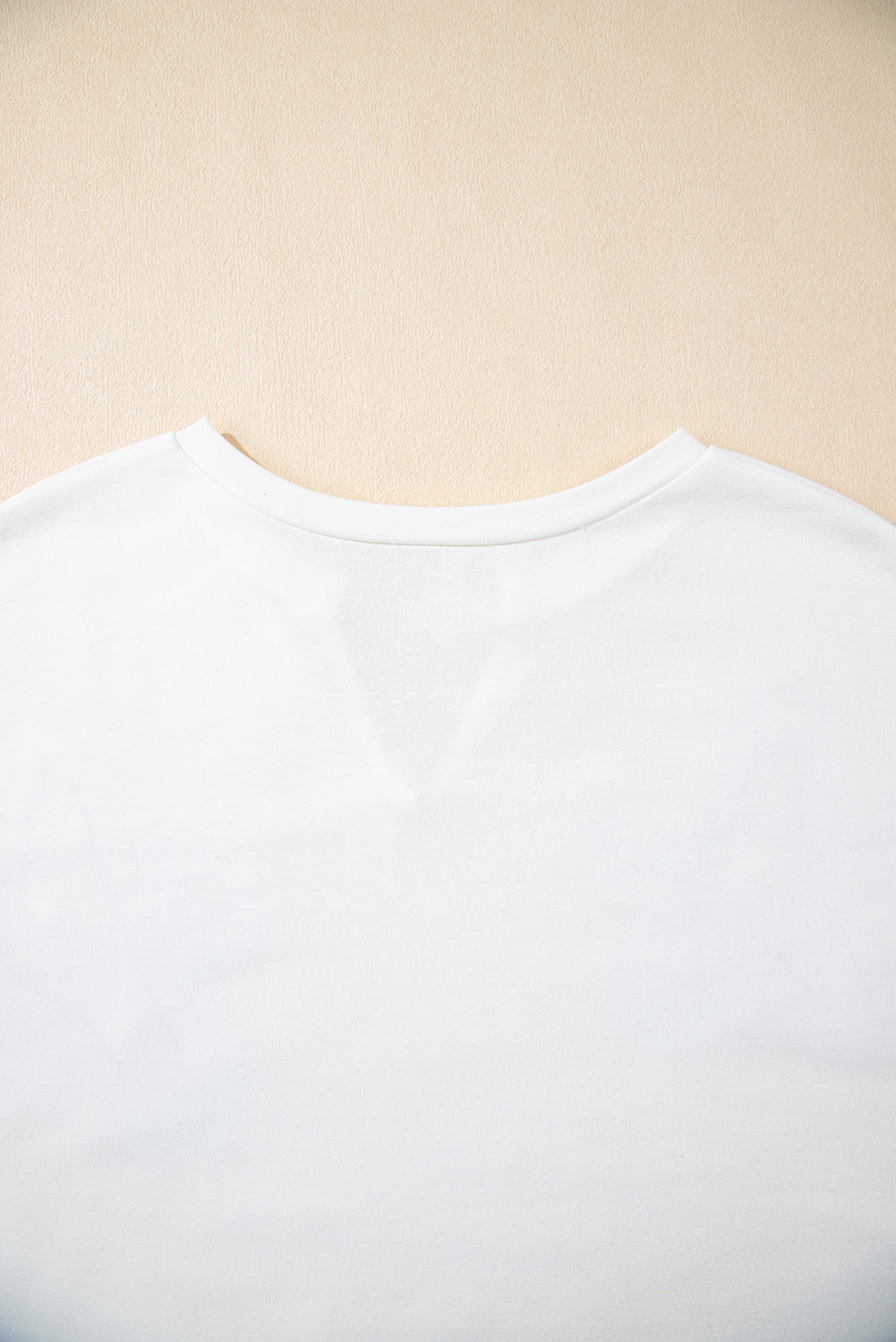 White Floral Applique Notched V Neck Dolman Sleeve Top eAura