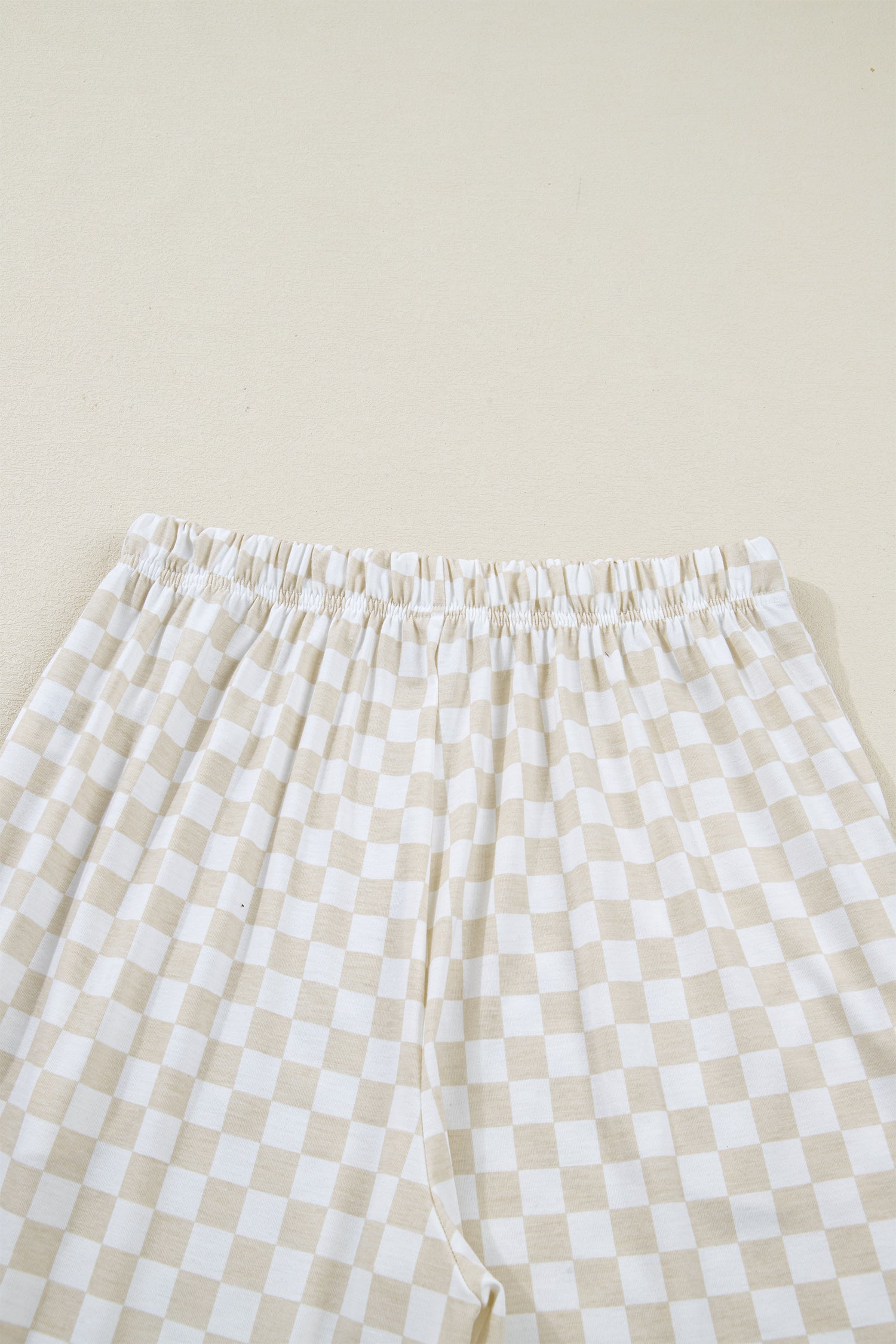 Checkered Print Half Sleeve Tee 2pcs Lounge Pant Set – Rose
