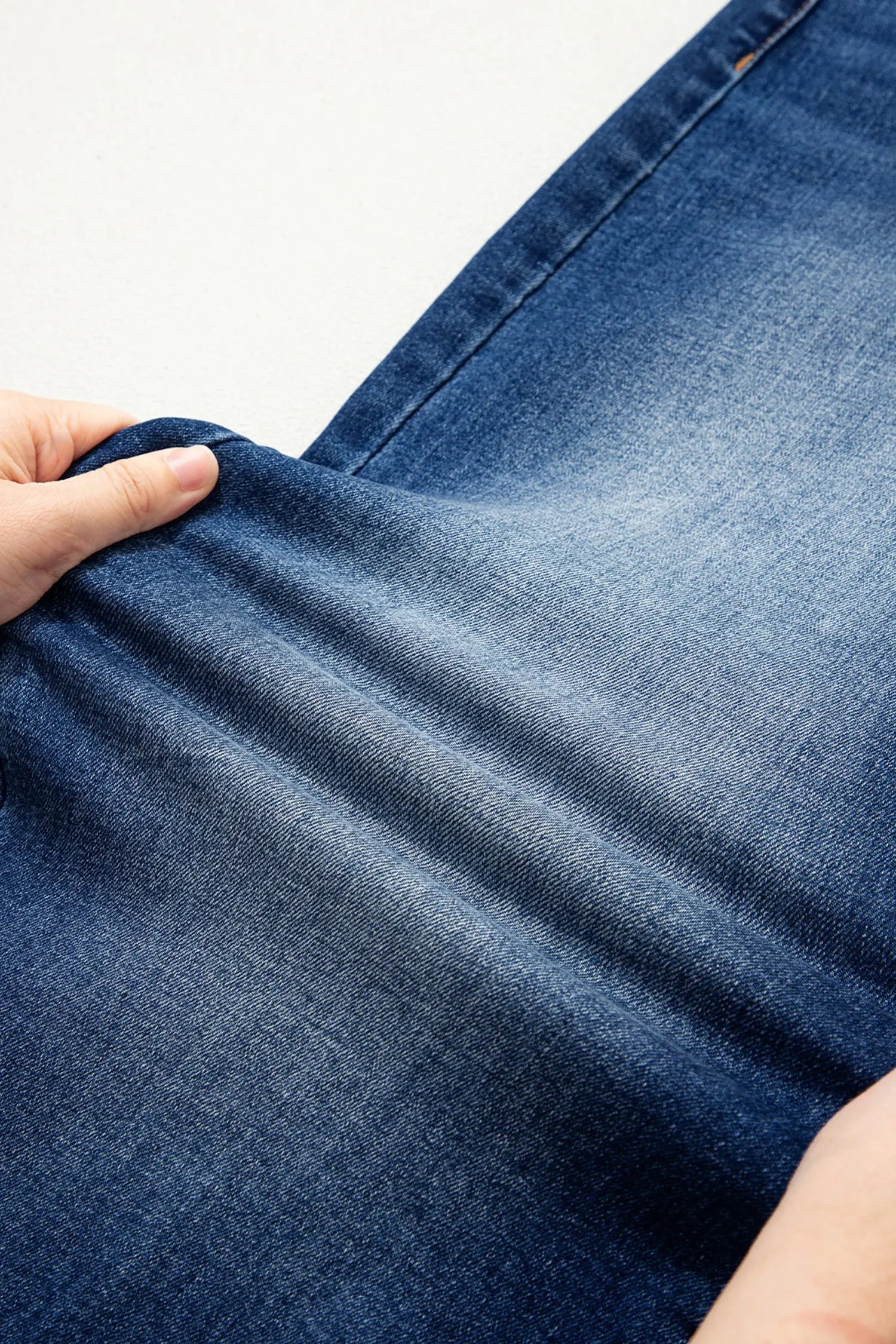 Sky Blue Chic Seam Detail Raw Hem Ankle Length Jeans