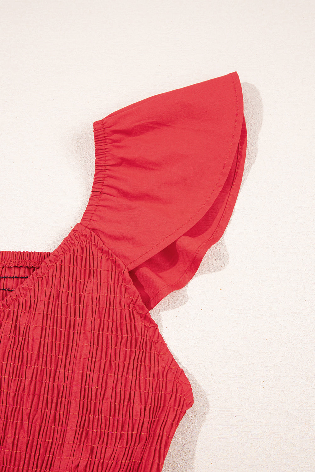 V Neck Flutter Sleeve Smocked Bodice High Waist Ruffle Maxi Dress eAura