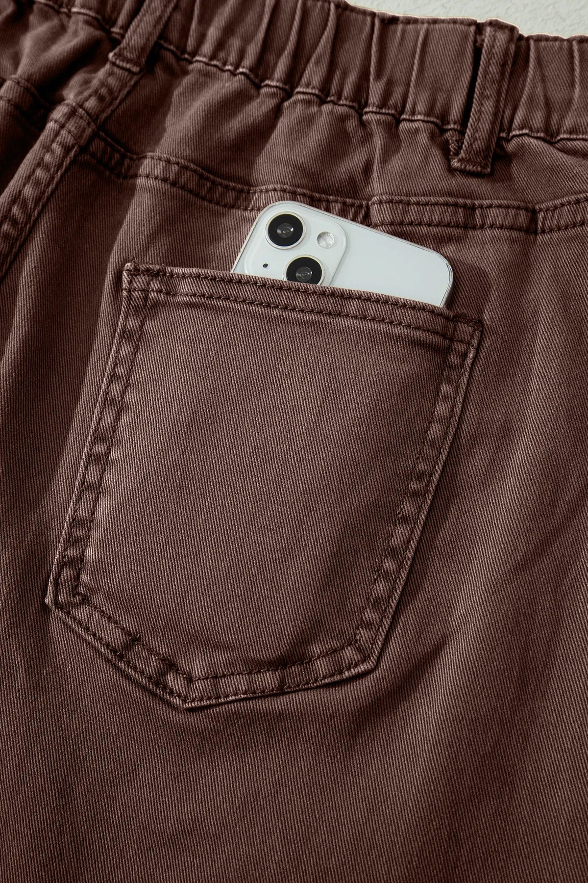 Solid Colour Square Patch Pocket Ankle-length Barrel Jeans – Beau Blue