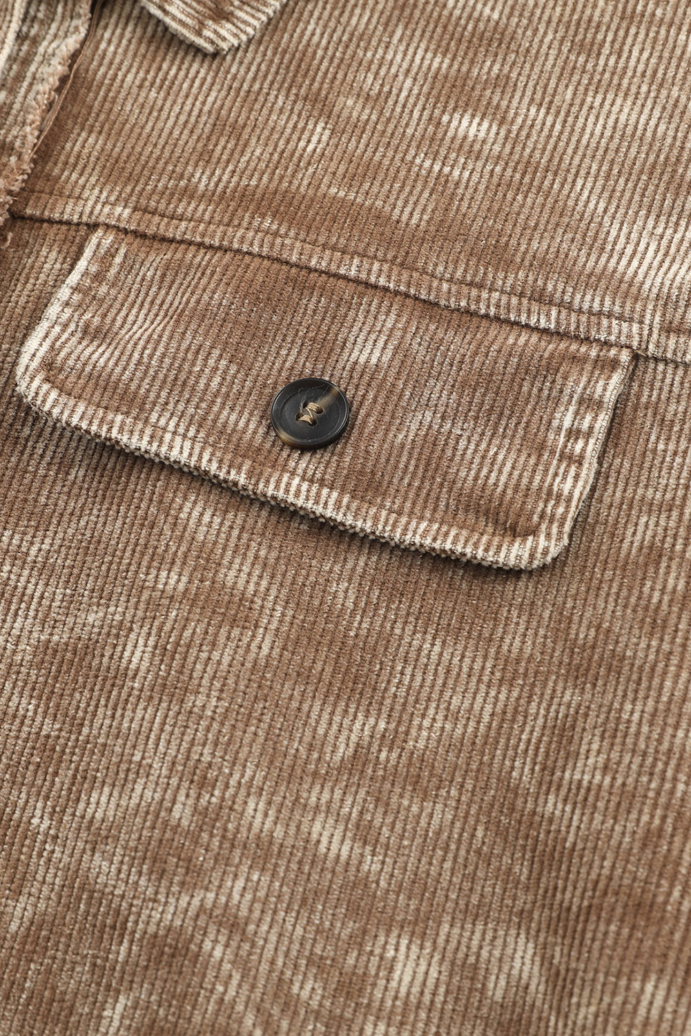 Khaki Vintage Distressed Mineral Wash Oversized Shacket eAura