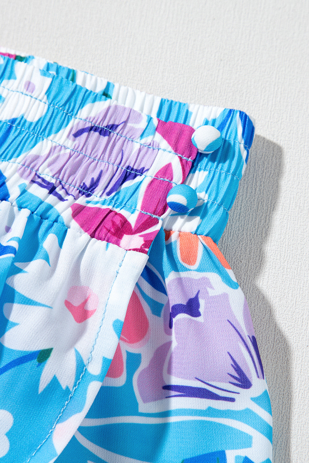 Sky Blue Floral Printed High Waist Split Wrap Long Skirt eAura