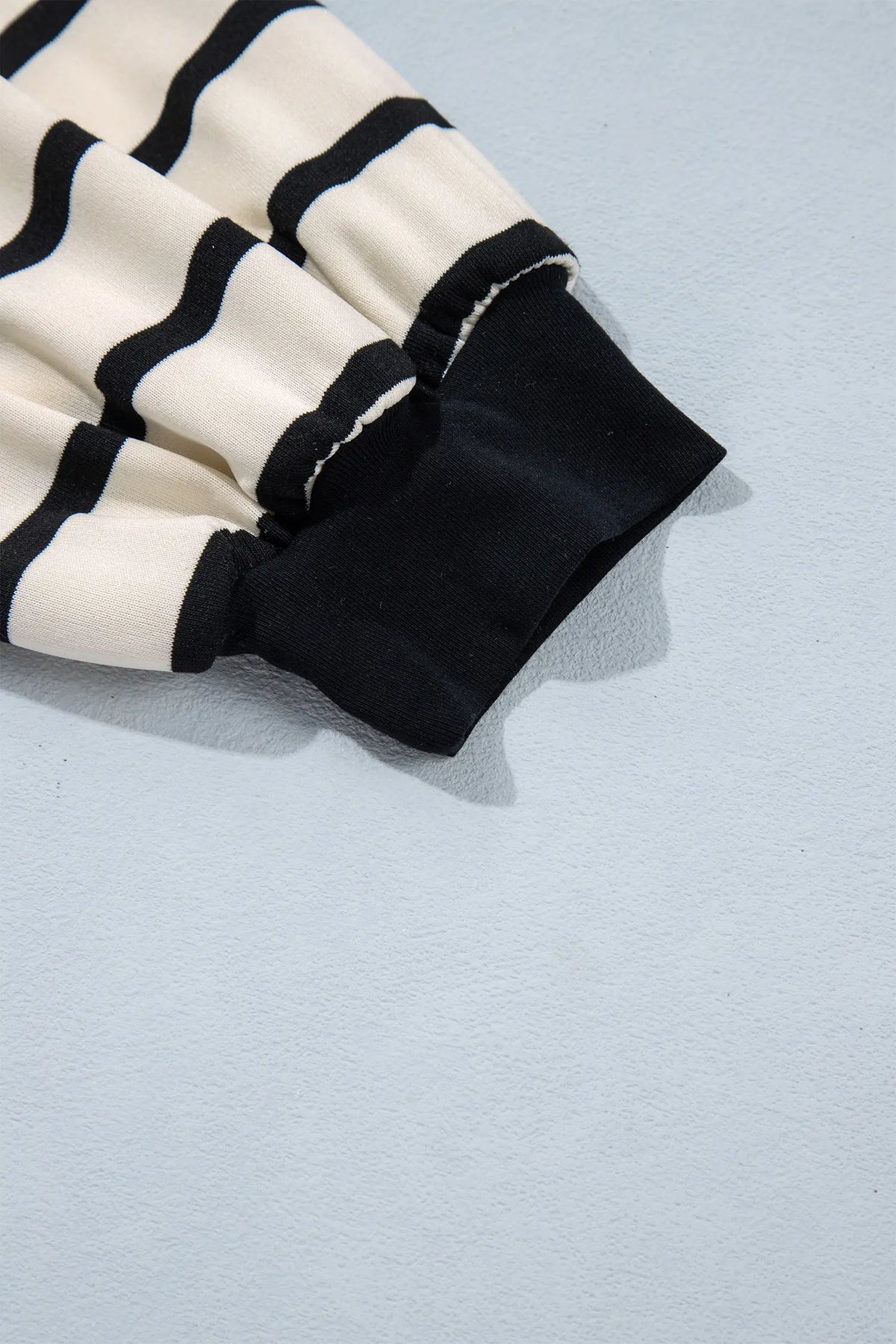 Relaxed Long Sleeve Top Colour Block Detail Drawstring Pant Set – Beige Stripe