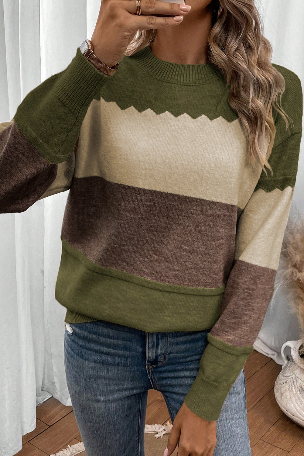 Crew Neck Drop Shoulder Sweater Dear-Lover Dropshipping