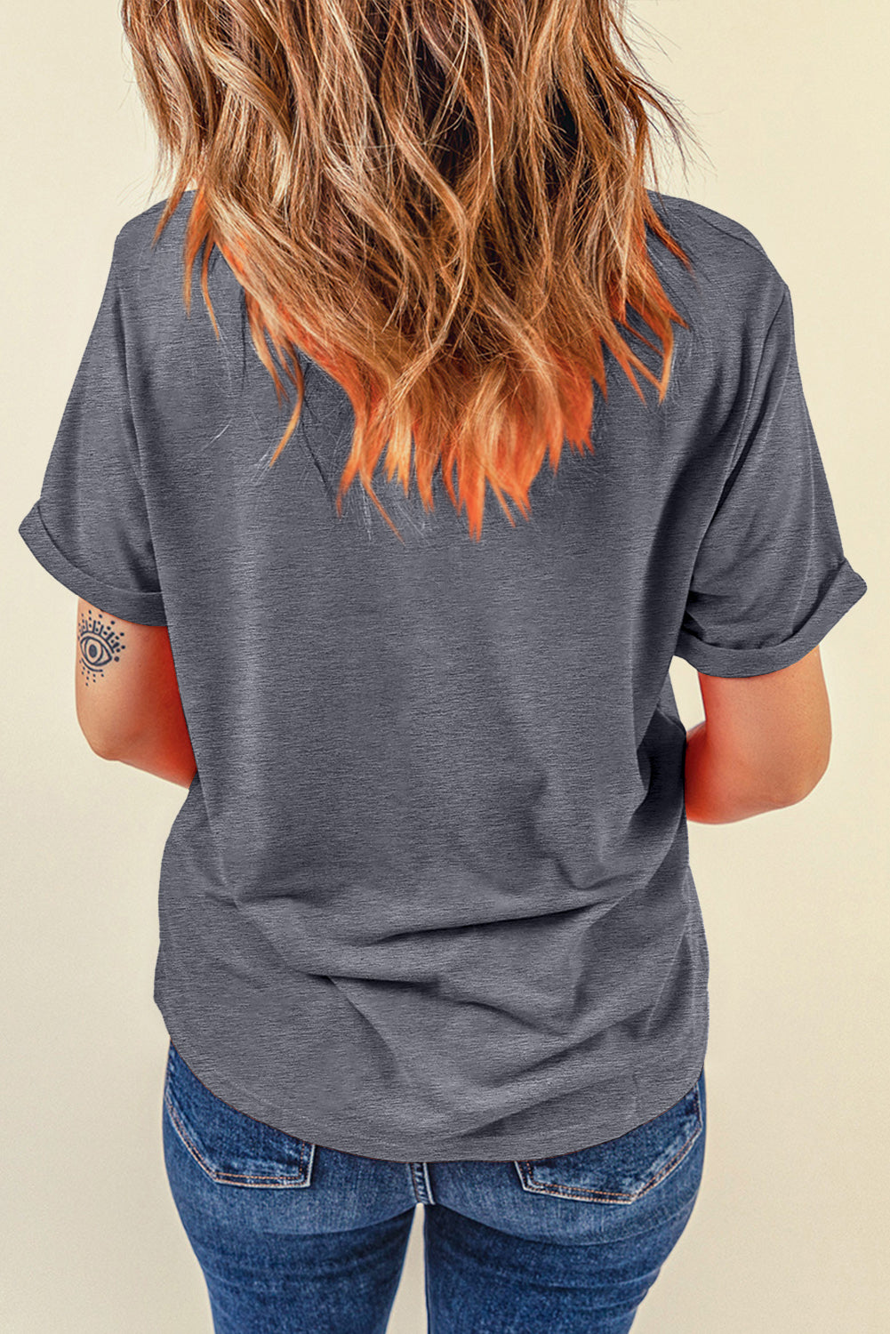Casual Plain Crew Neck Tee T-Shirt