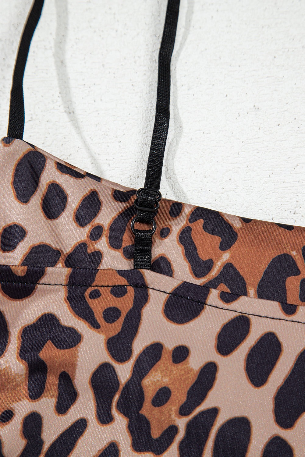 Brown Spaghetti Straps Ruched Leopard Bodysuit eAura