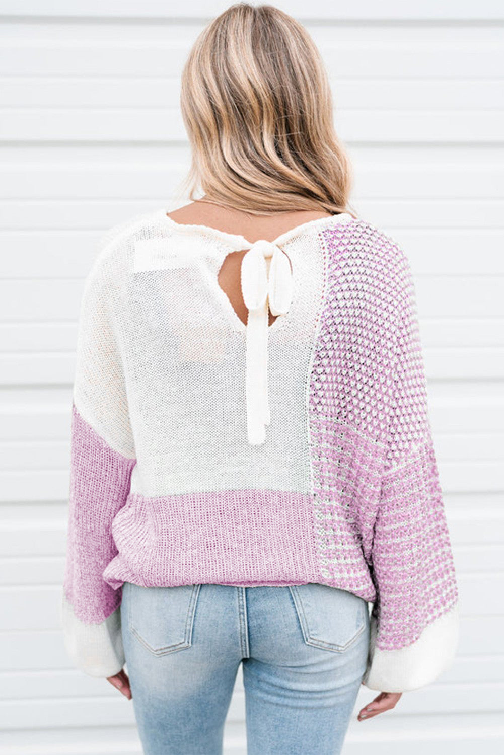 Bonbon Neutral Colourblock Tie Back Sweater eAura