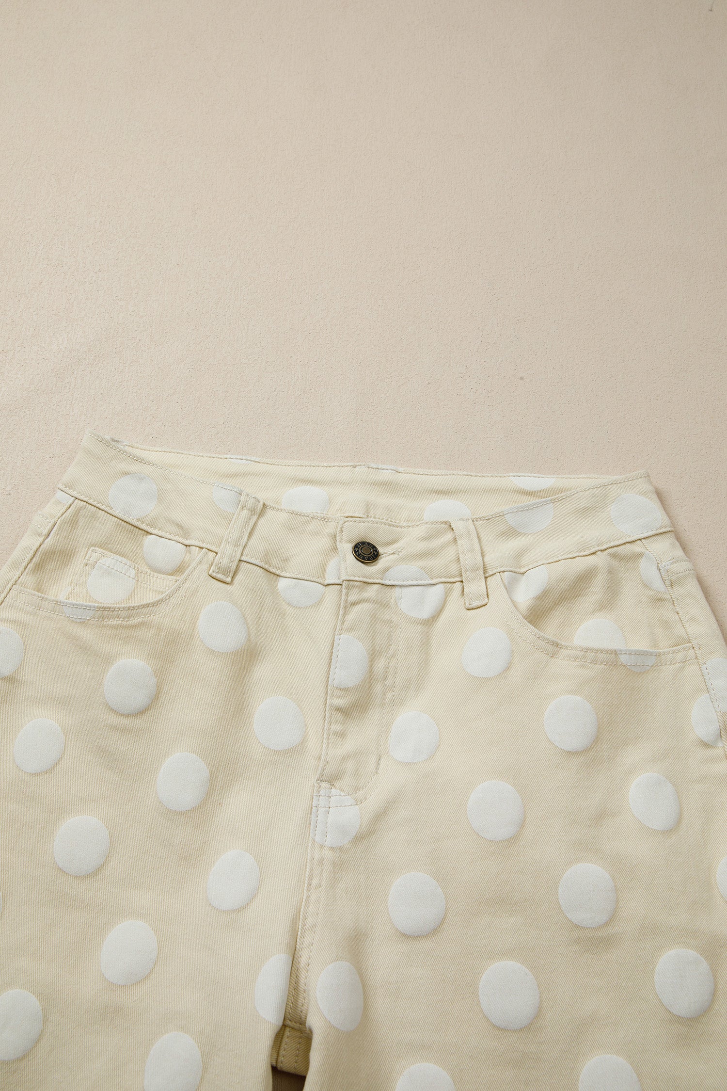Polka Dot Print Raw Hem Shift Jeans