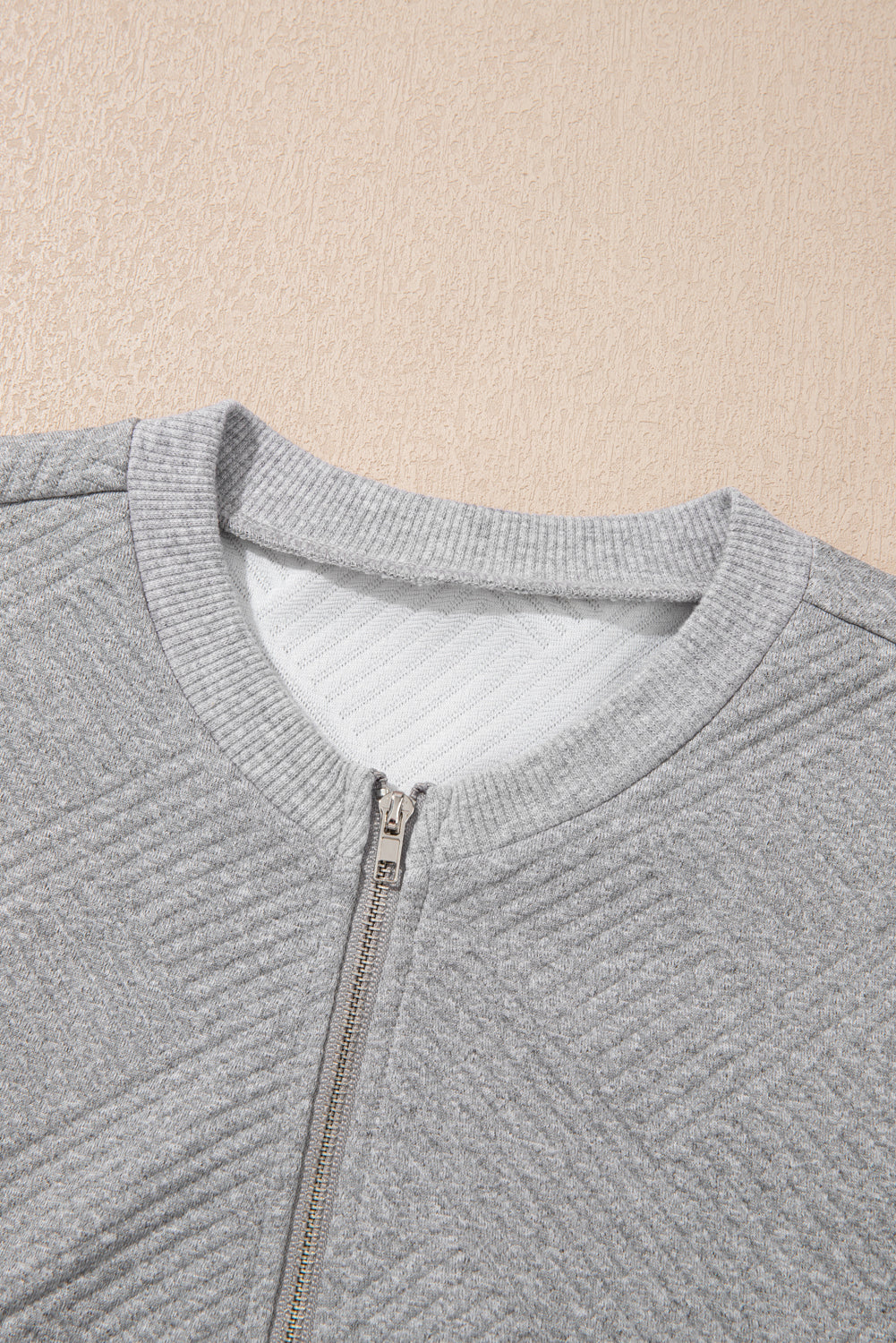 Textured Half Zip Loose Sweatshirt - eAura