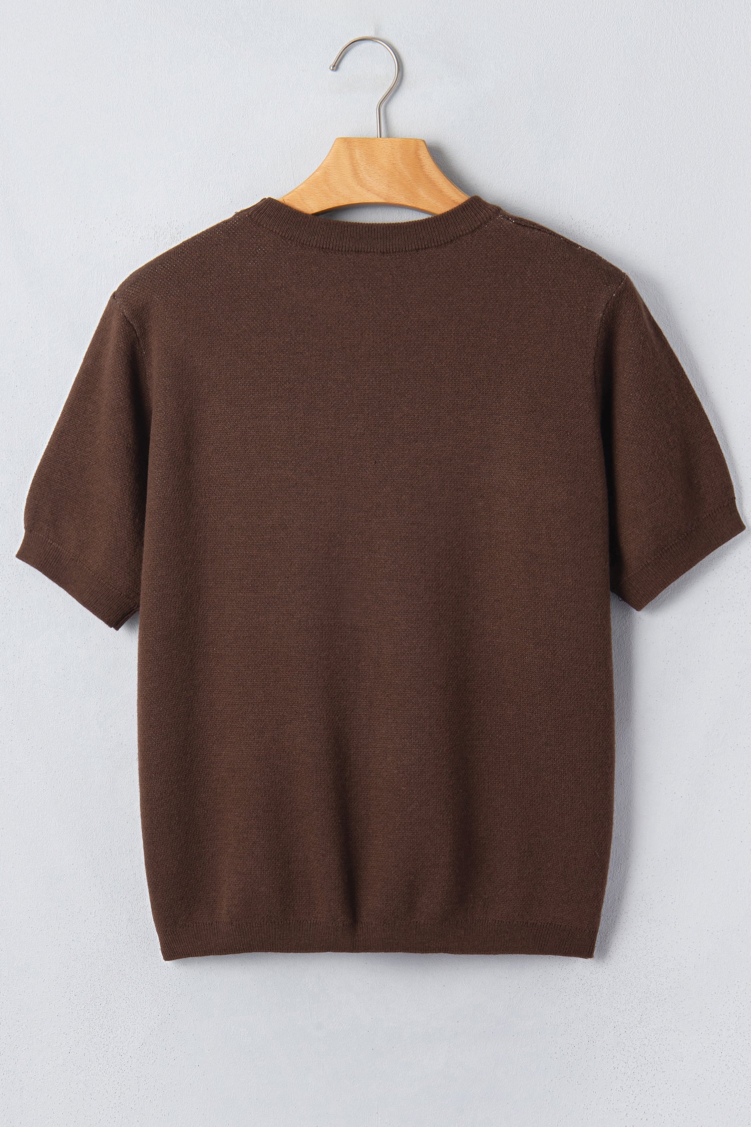 Western Print Short Sleeve Knit Casual Sweater – Brown