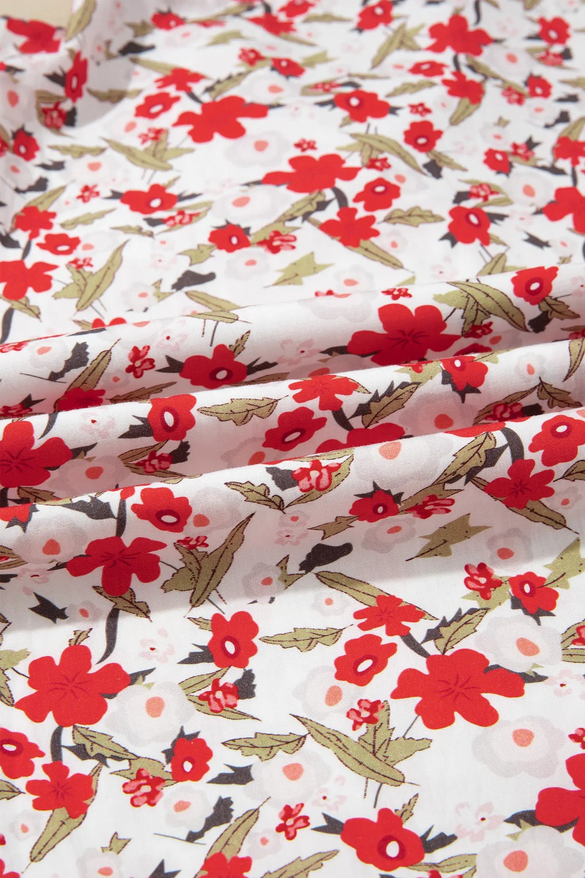 Floral Print Short Puff Sleeve Button Front Shirt