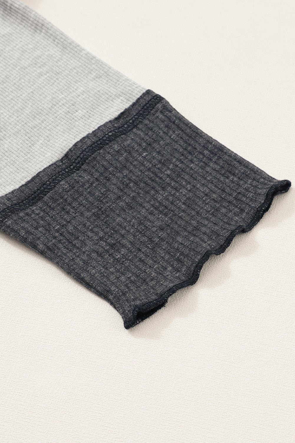 Grey Colourblock Seamed Ribbed Henley Hoodie eAura