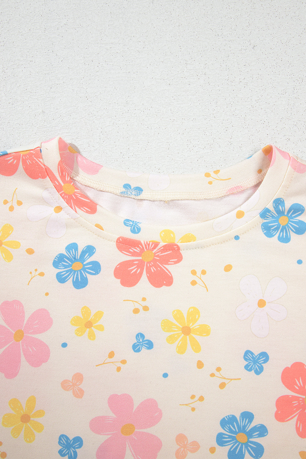 Apricot Floral Print Crop Top Wide Leg Short Set eAura
