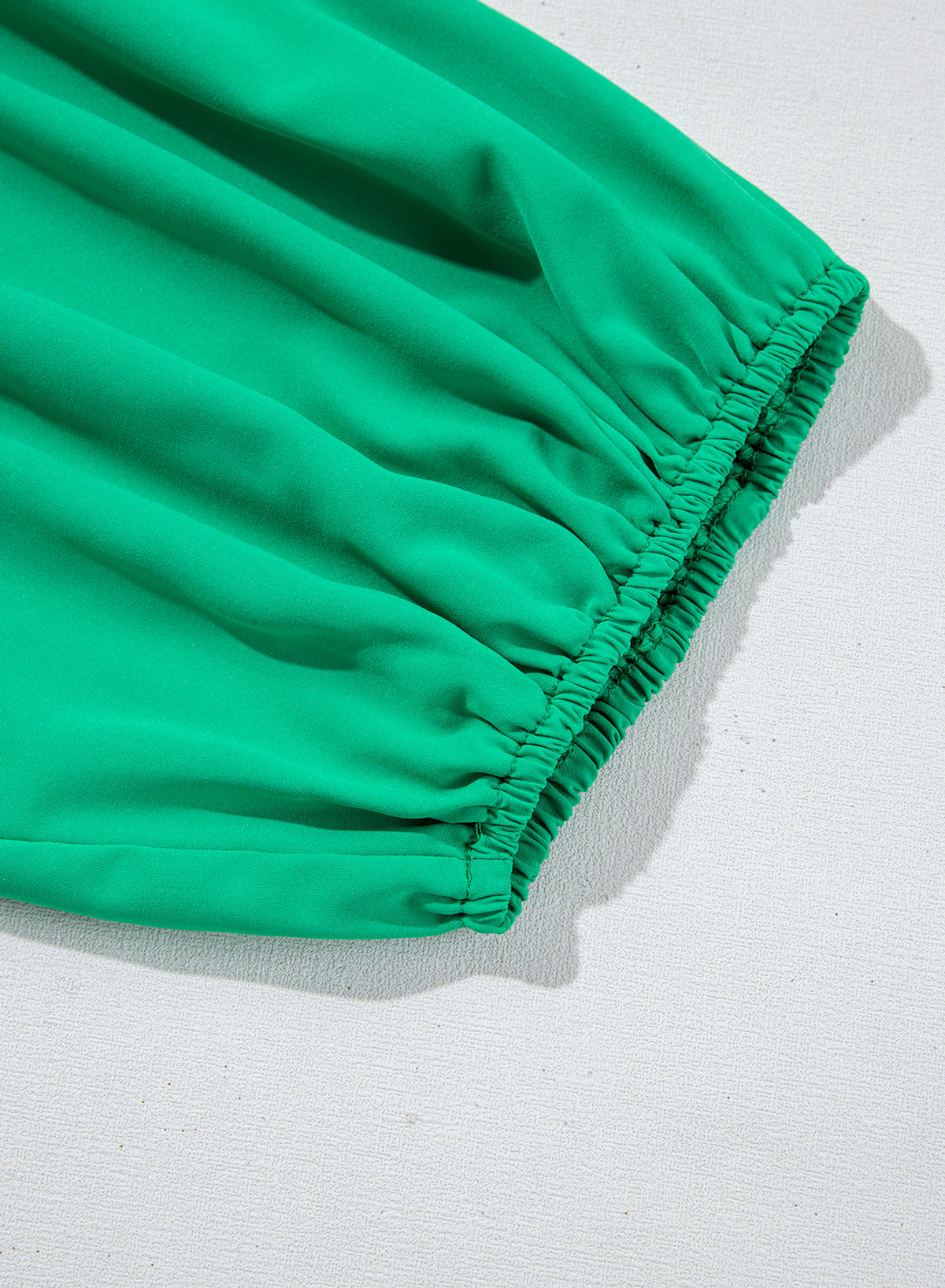 Bright Green Ruched Front Puff Sleeve Plus Size Long Dress BB Fashion Outlet