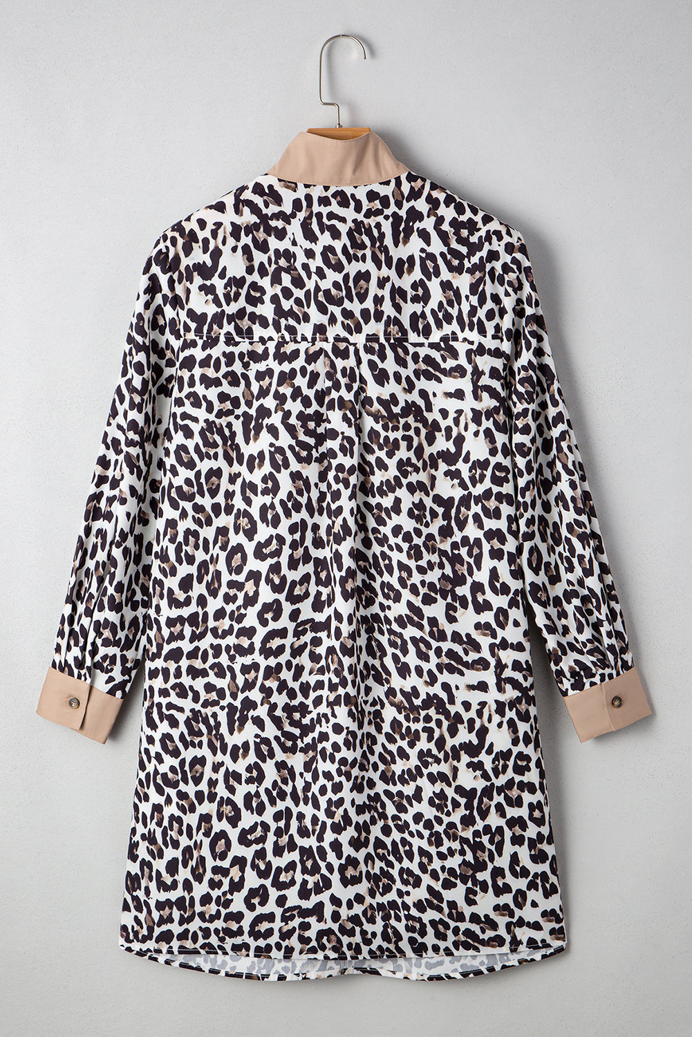 Leopard Print Patchwork Collar Flowy Mini Dress