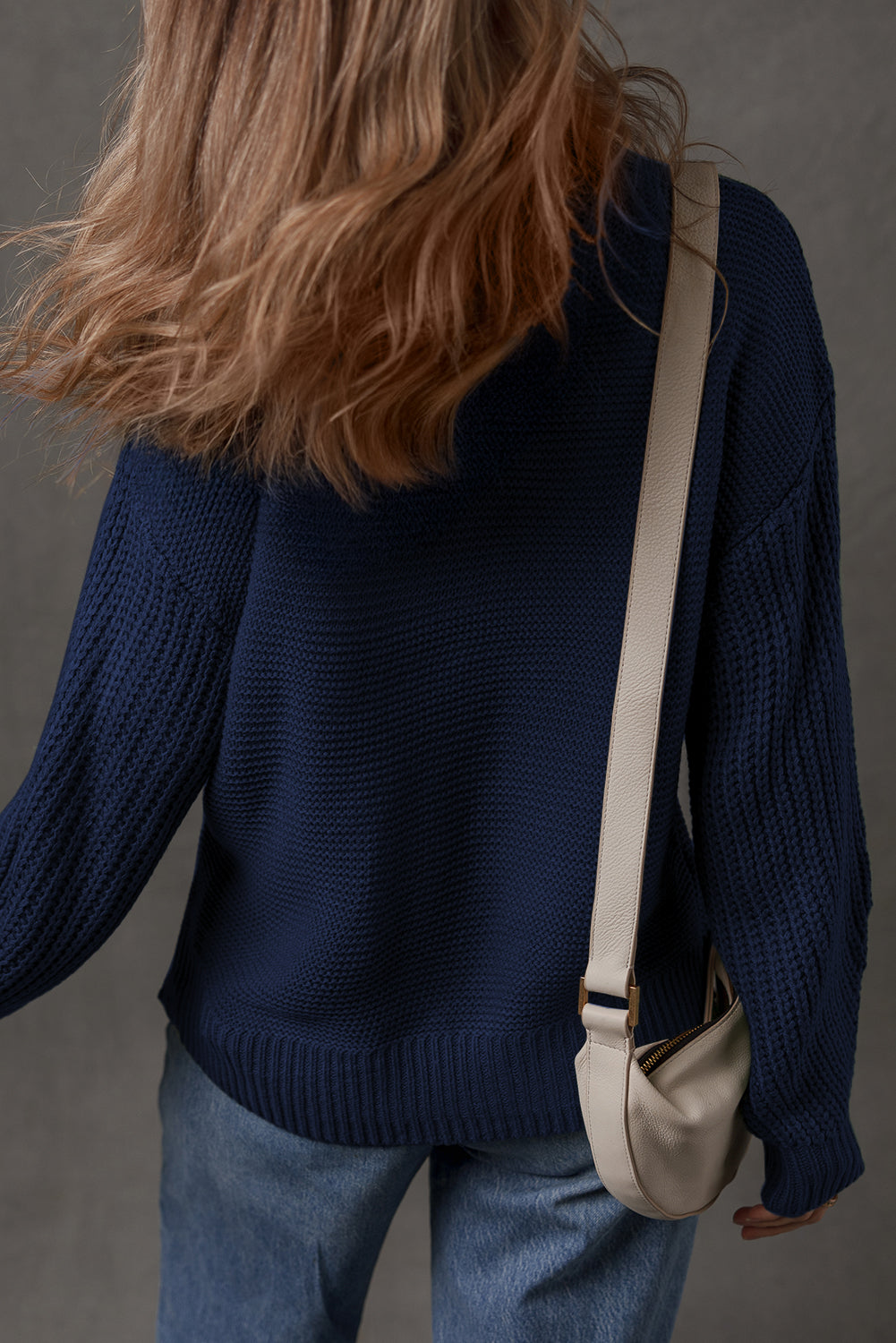 Front Seam Drop Shoulder Loose Sweater - eAura
