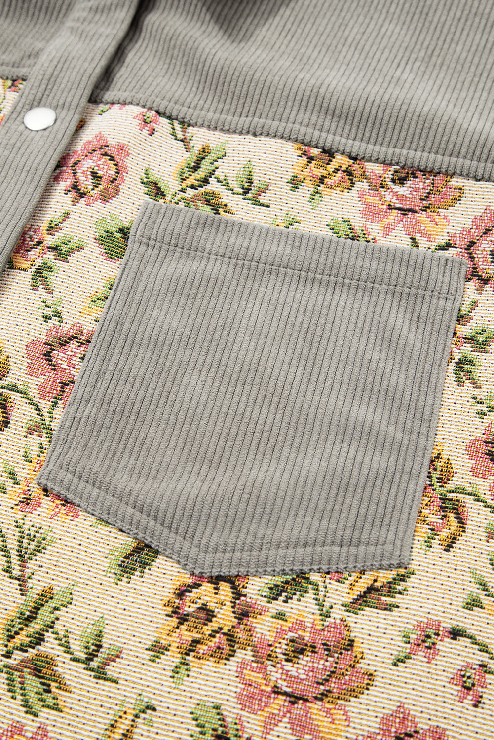 Soft Corduroy Floral Patchwork Jacket - eAura