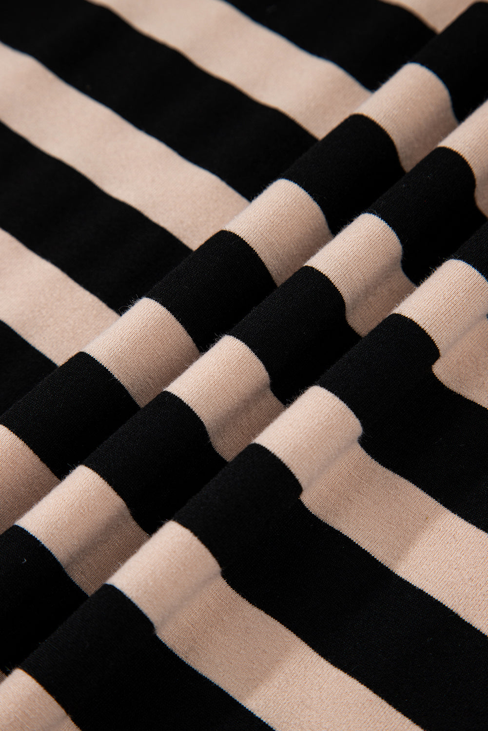 Black Stripe Casual Round Neck T-shirt Maxi Dress with Pockets BB Fashion Outlet