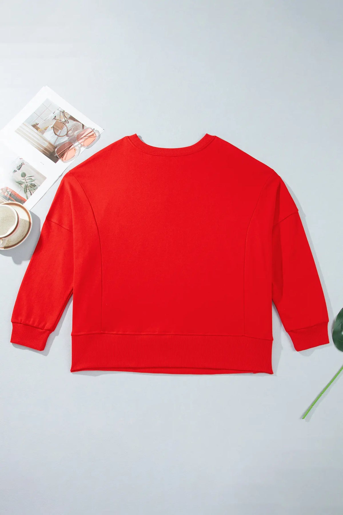 Patch Embroidery Star Colourblock Plus Size Sweatshirt – Fiery Red