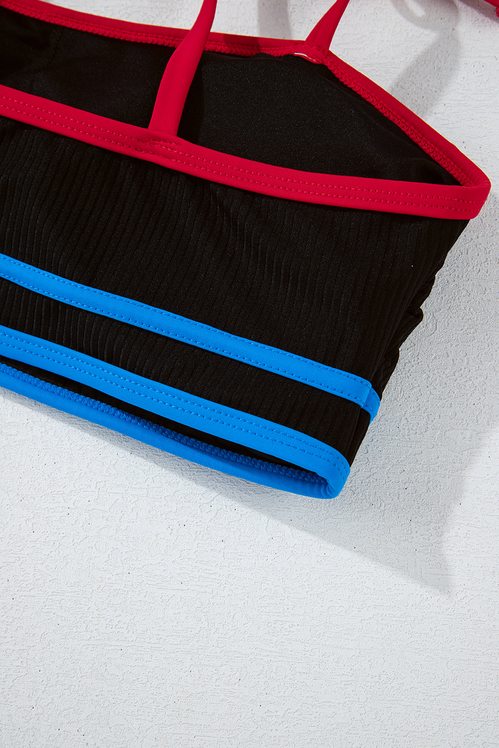 Black Triple Colour Trimmed High Waist Bikini Set eAura