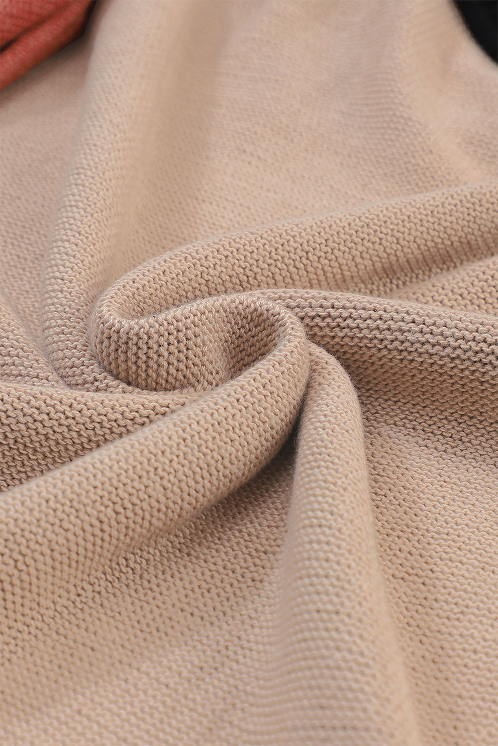 Pink Colourblock Bishop Sleeve Ribbed Trim Sweater eAura