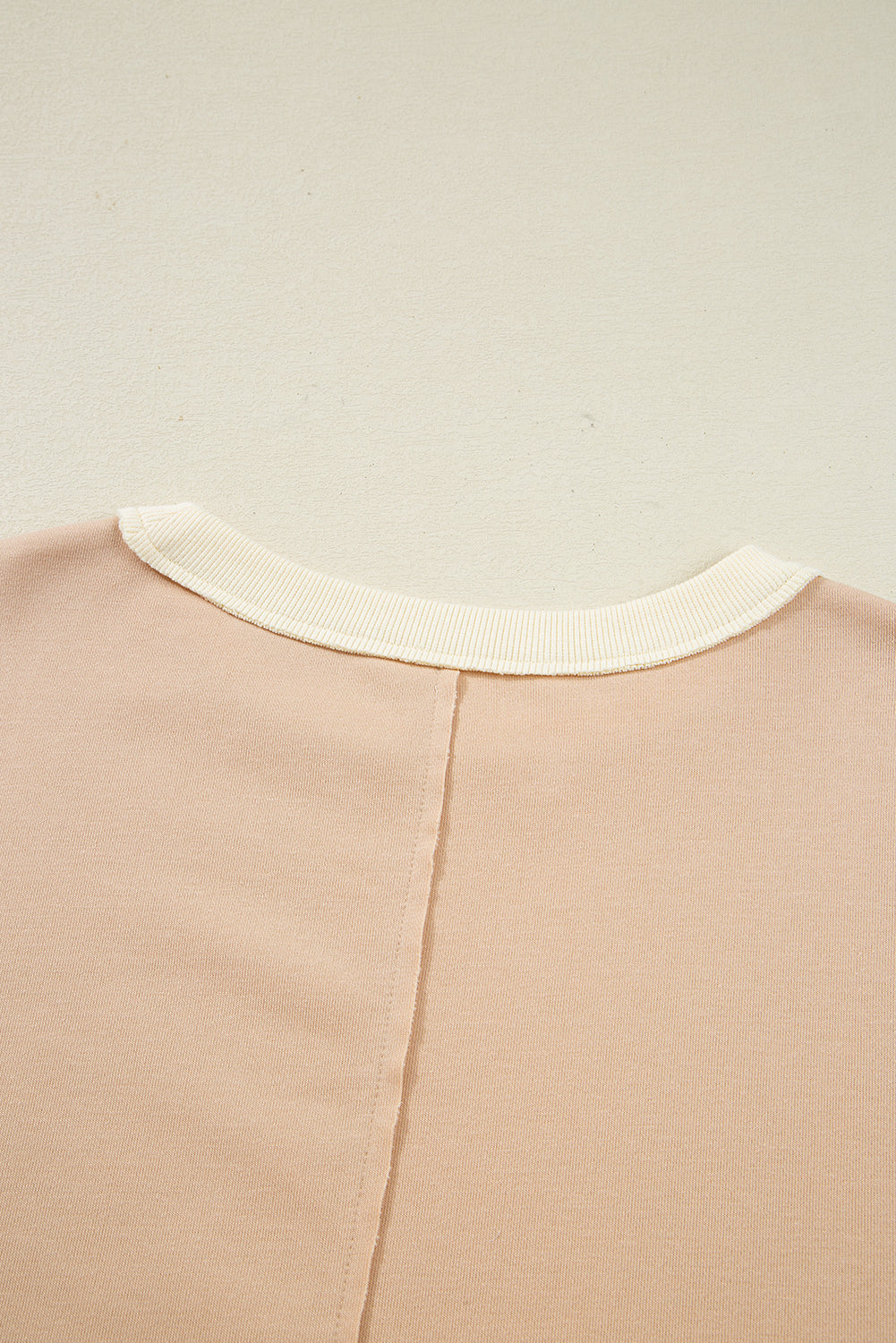 Beige Textured Patchwork Pullover Sweatshirt - eAura