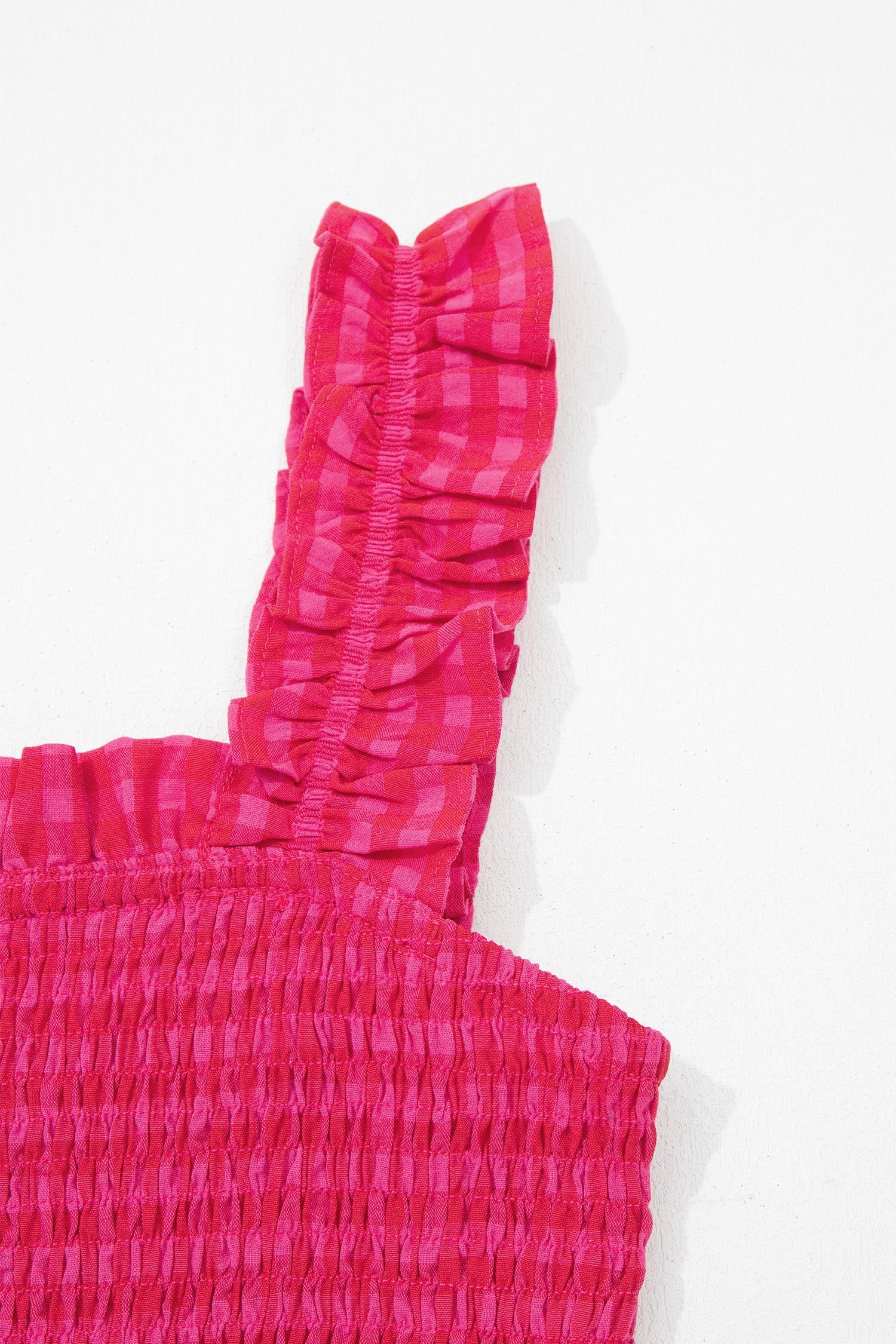 Red Plaid Square Neck Fit-and-Flared Vacation Sundress