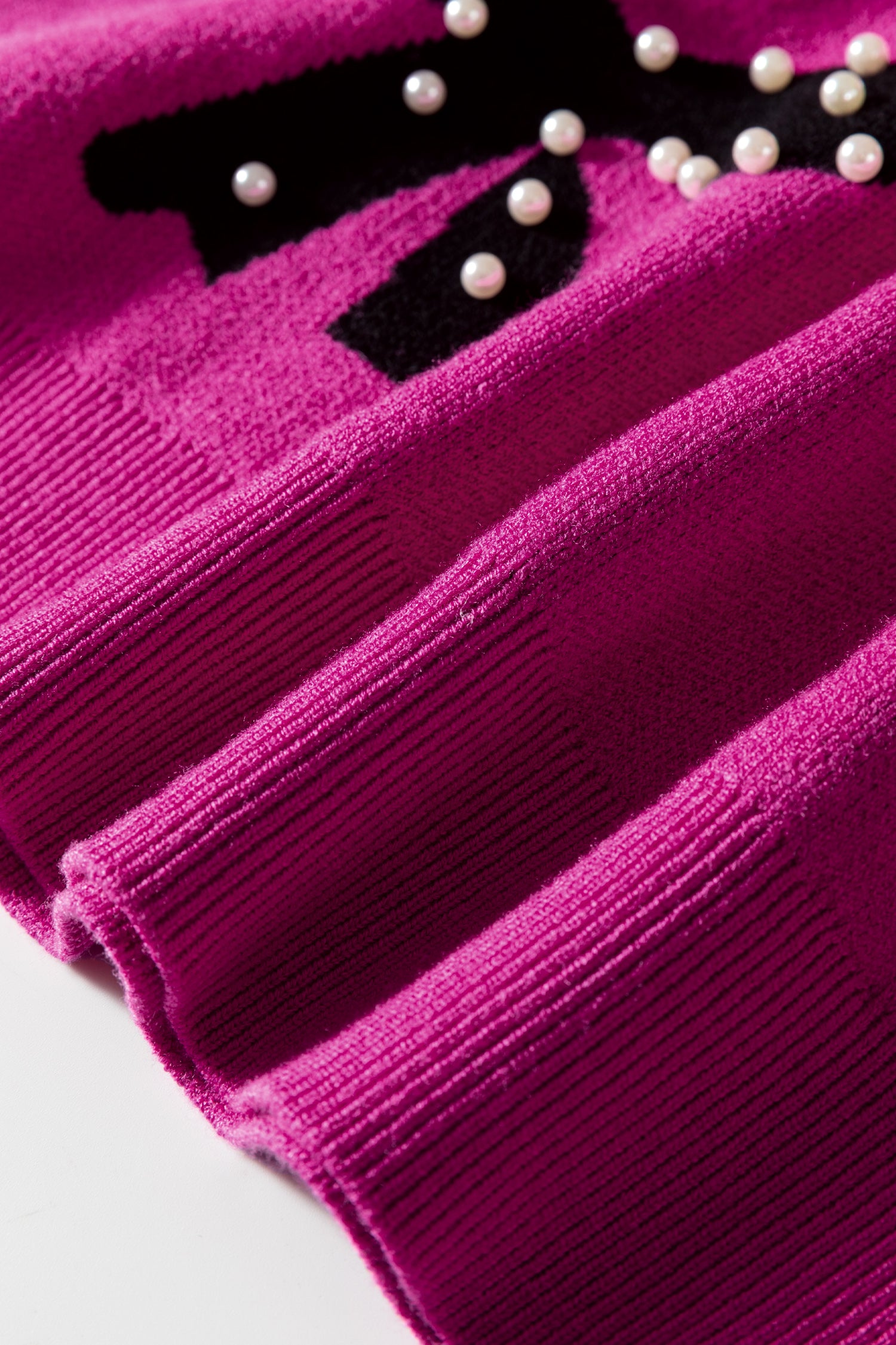 Pearl Embellished Bow Pattern Loose Sweater - Sweaters & Cardigans/Sweaters