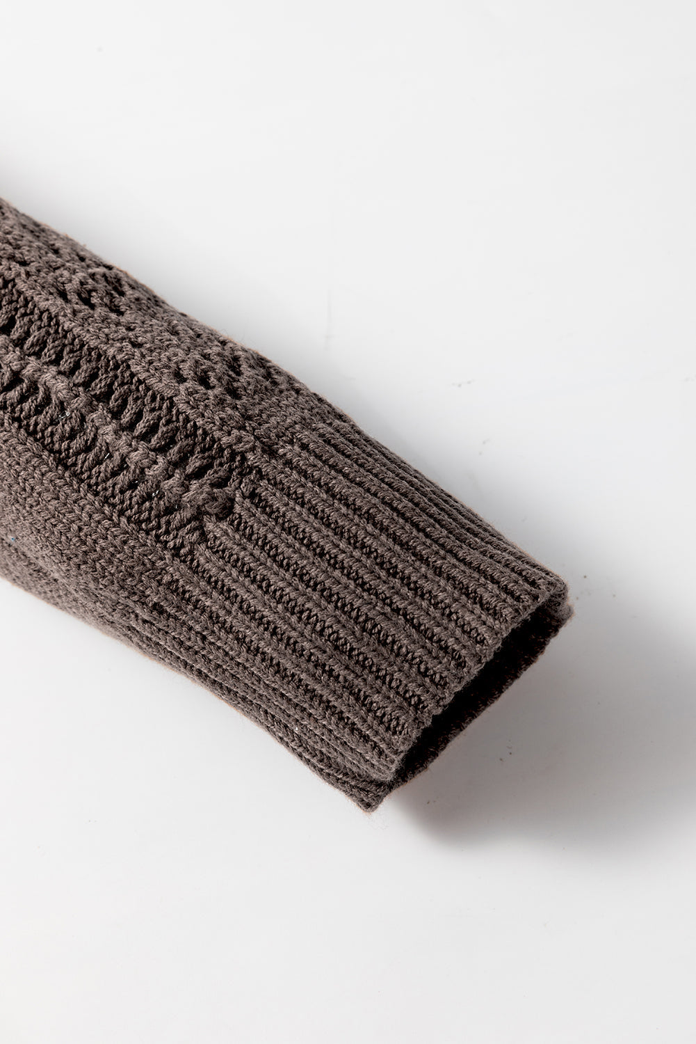 Dark Khaki Open Knit Drop Shoulder Sweater Cardigan eAura