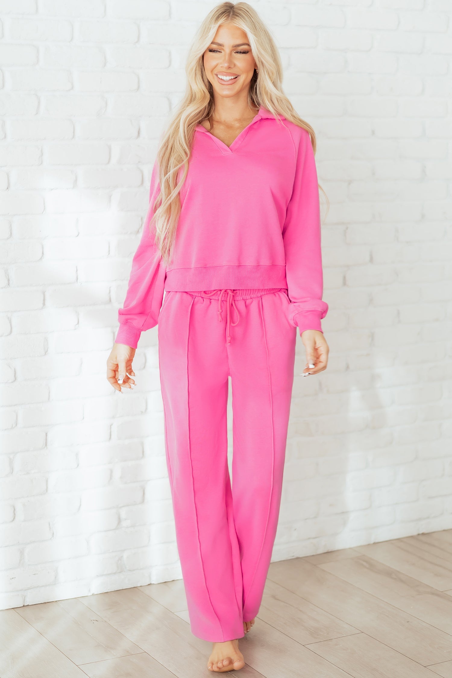Collared Pullover and Central Seam Trousers Co-ord Set - eAura
