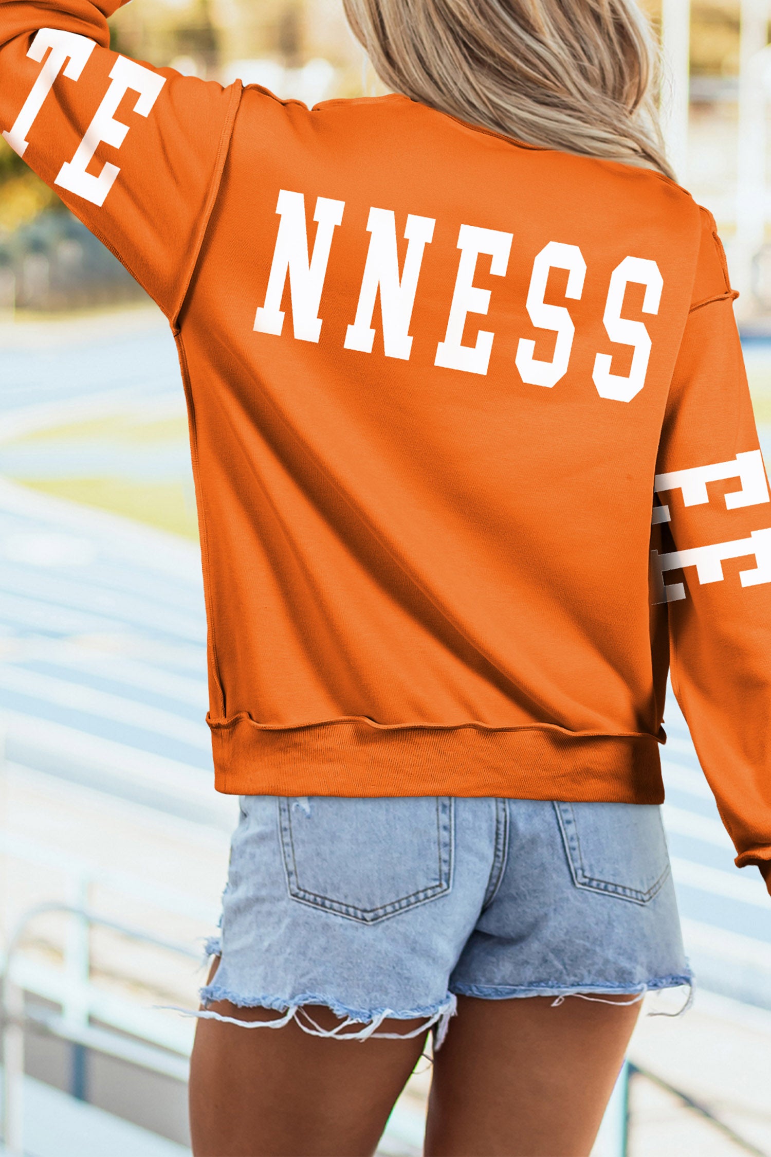 Carrot TN TENNESSEE Letter Print Exposed Seam Detail High Neck Sweatshirt – Orange