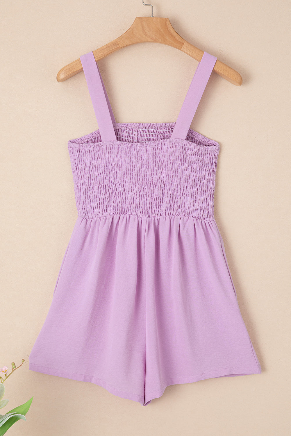 Casual Pocketed Smocked Sleeveless Romper – Phalaenopsis