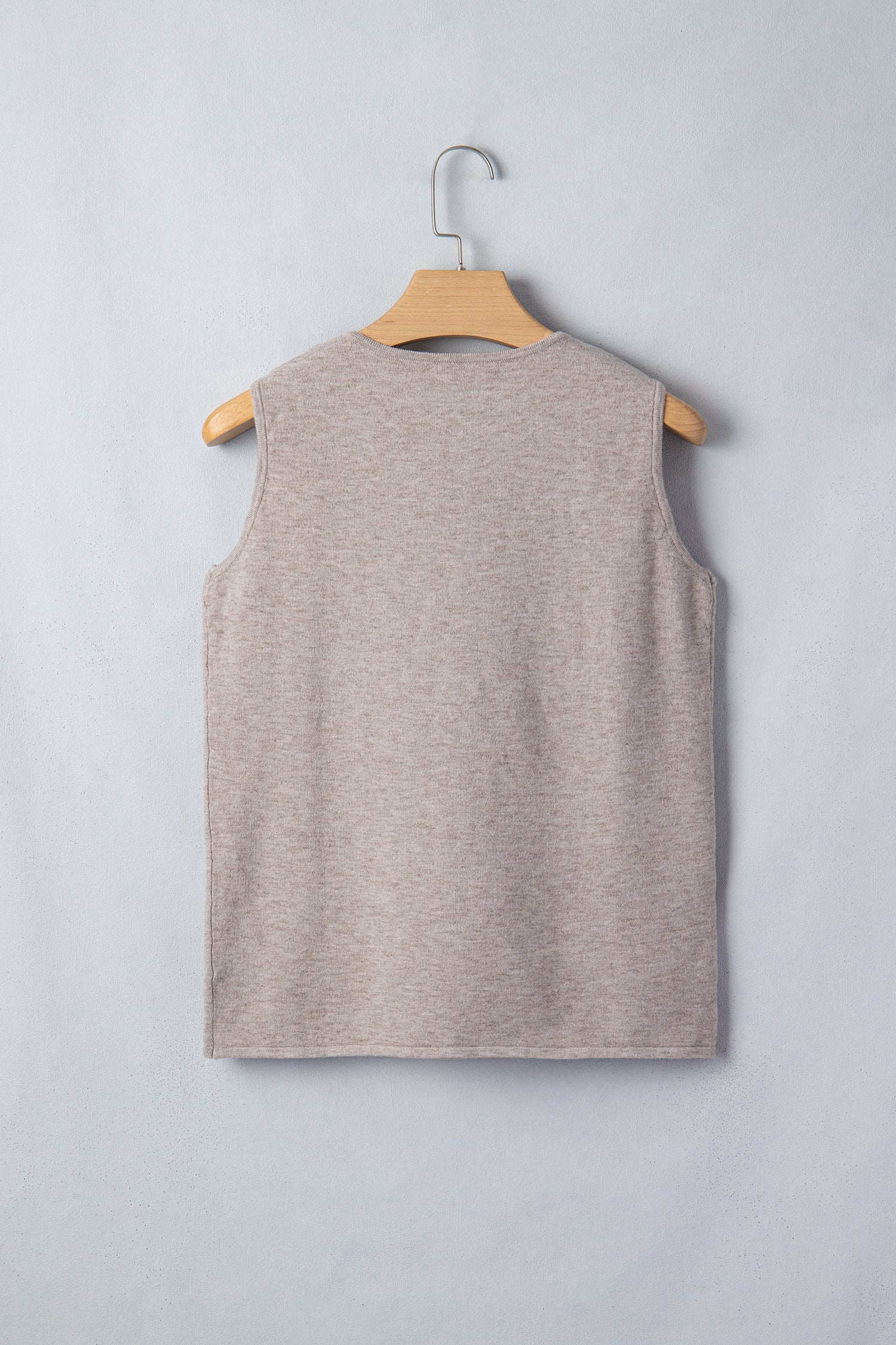 Taupe Metallic Star Detail V-Neck Sweater Knit Tank Top