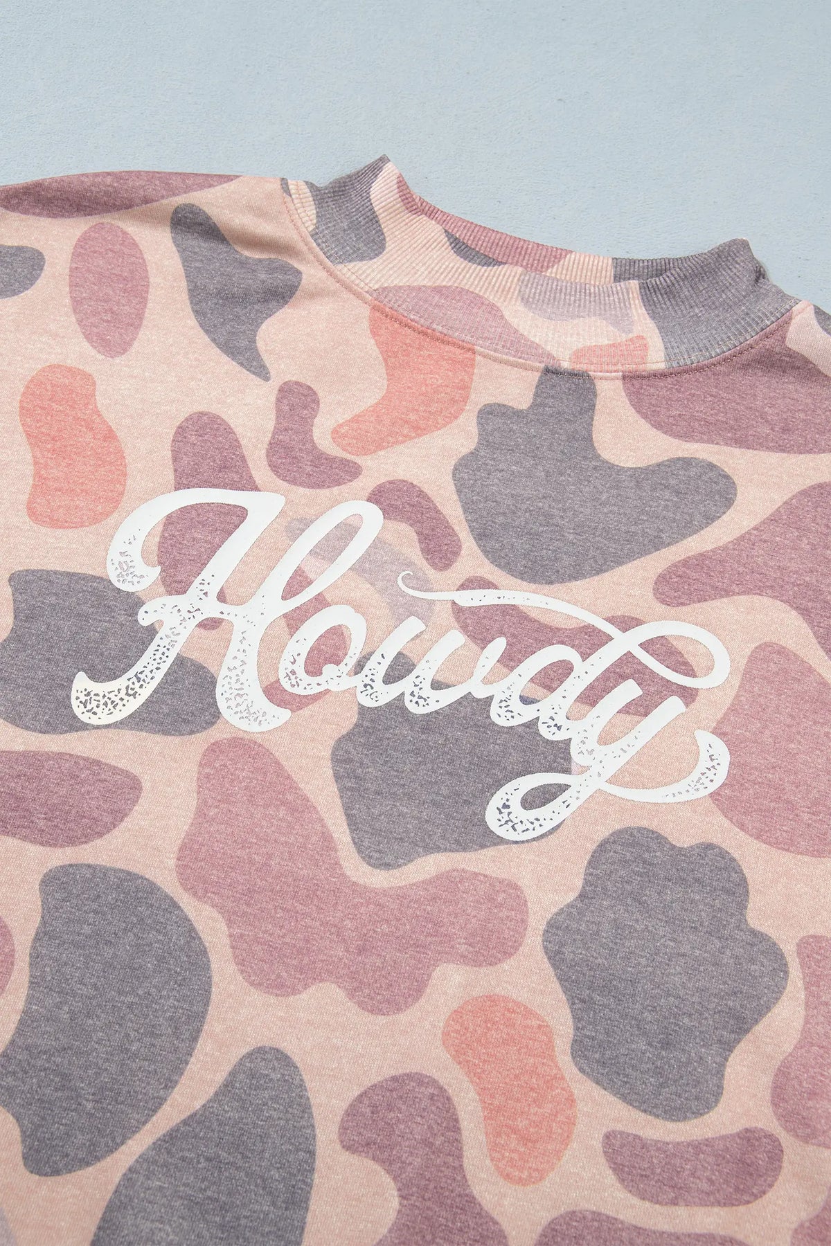 Camo Print Howdy Western Style Baggy Pullover Sweatshirt – Multicolour