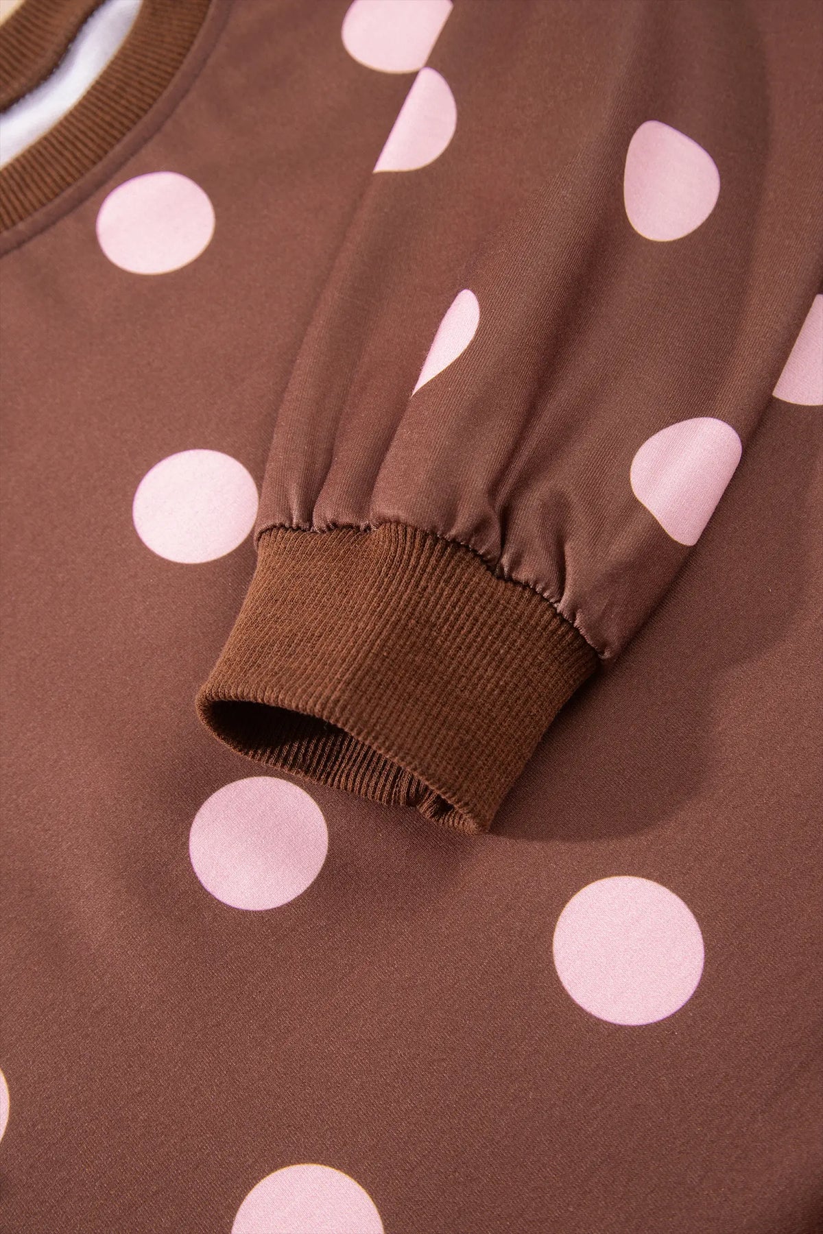 Polka Dot Two Piece Set Long Sleeve Casual Skirt Set – Pink