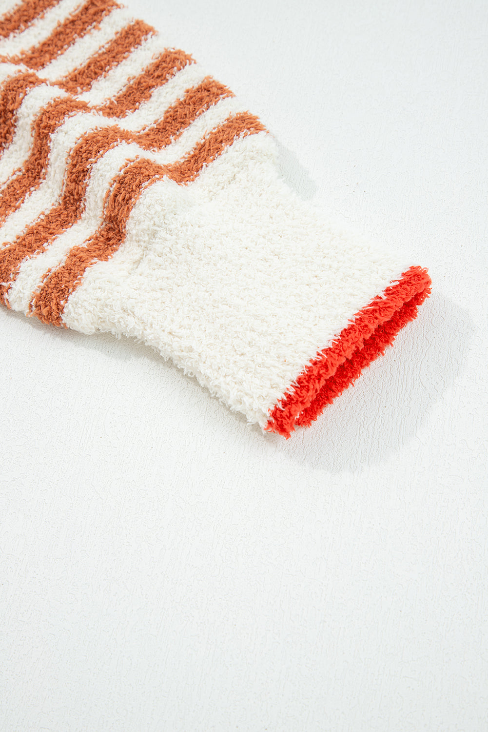 Orange Stripe Cowl Neck Drop Shoulder Sweater eAura