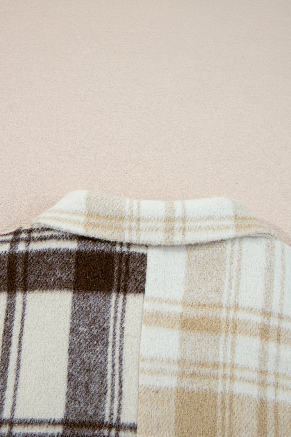 Multicolour Plaid Patchwork Side Pockets Buttoned Shacket - eAura