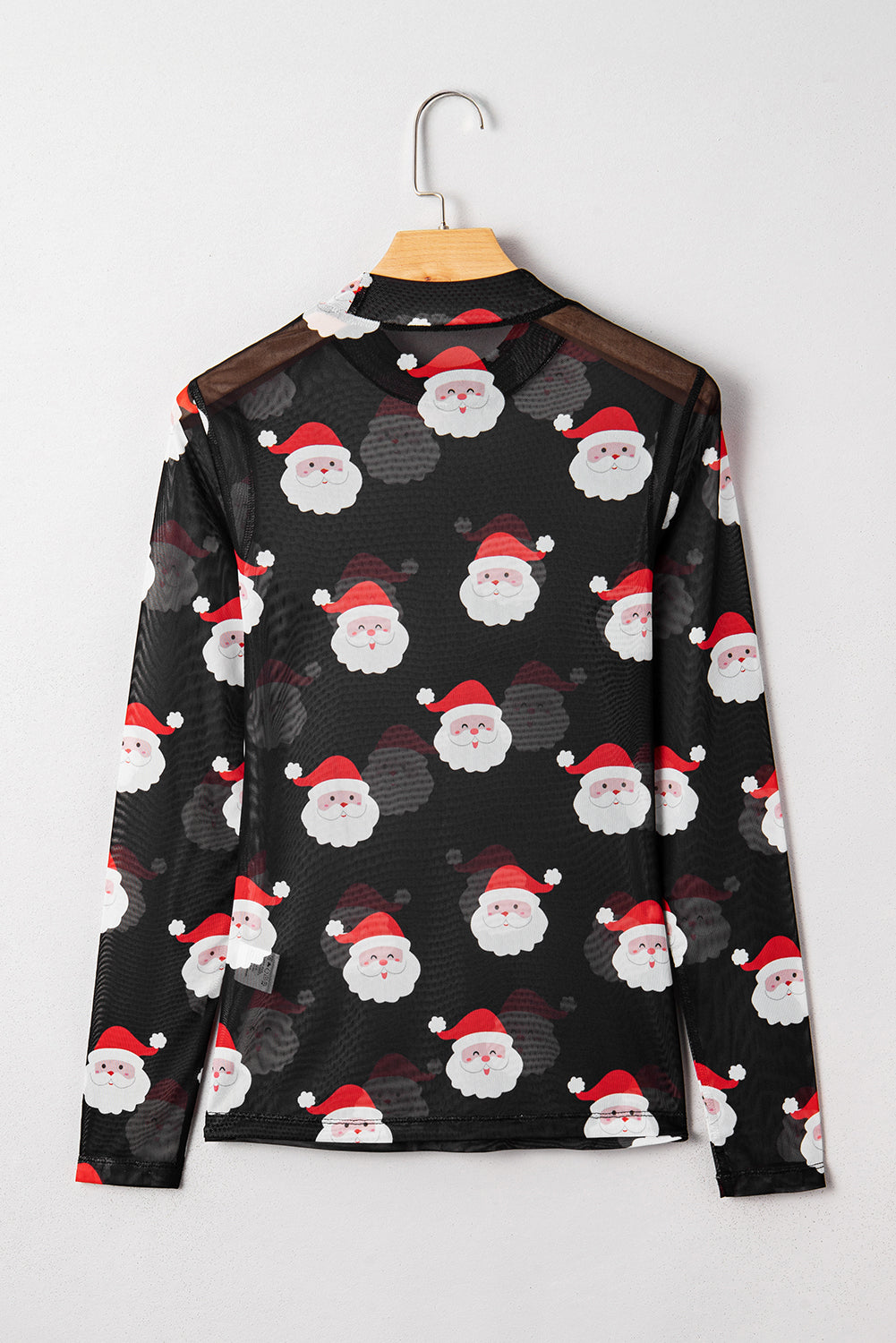 Black Christmas Fashion Print Slim Fit Long Sleeve Top - eAura