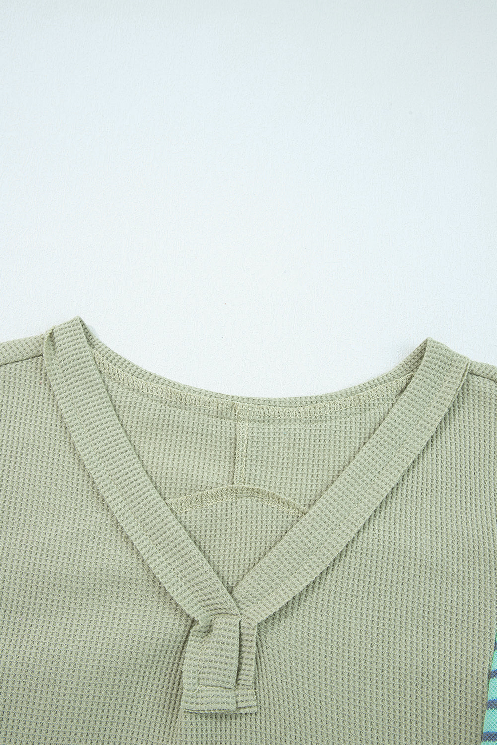 Exposed Seam Waffle Striped Patchwork Baggy Pullover - eAura