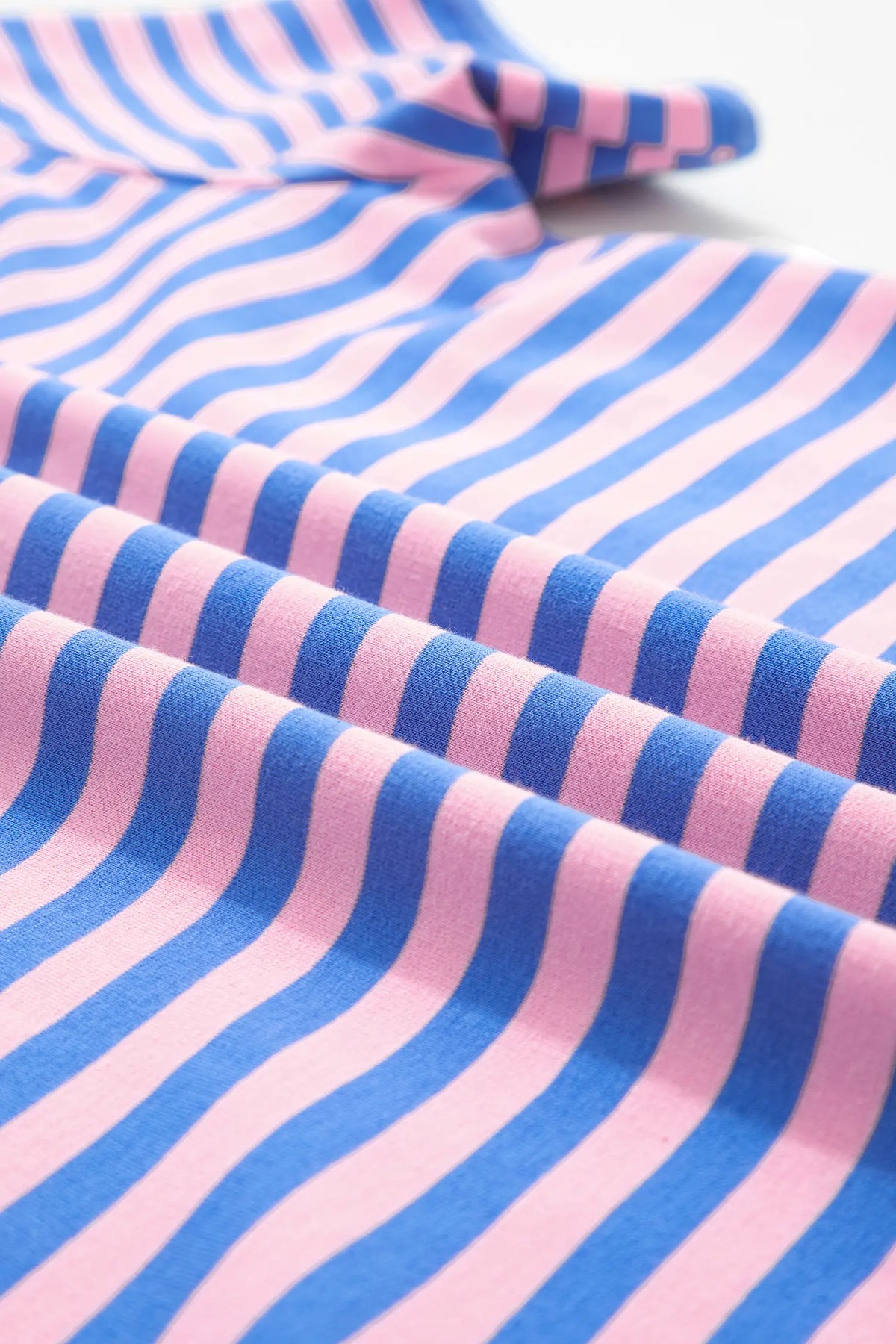 Relaxed Short Sleeve Top Elastic Waist Drawstring Skort 2pcs Set – Pink Stripe