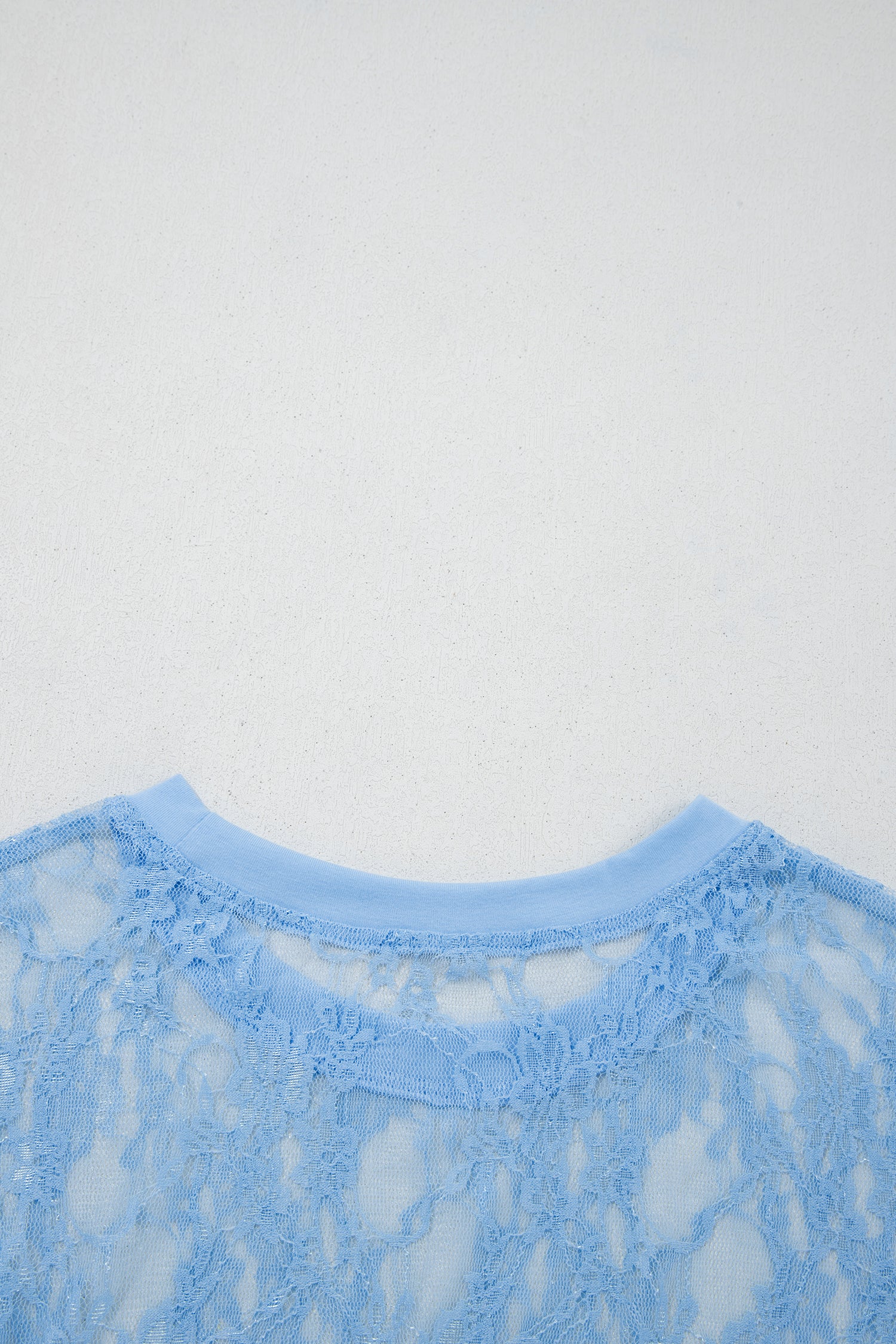 Beau Sheer Floral Lace Boxy Tee – Blue