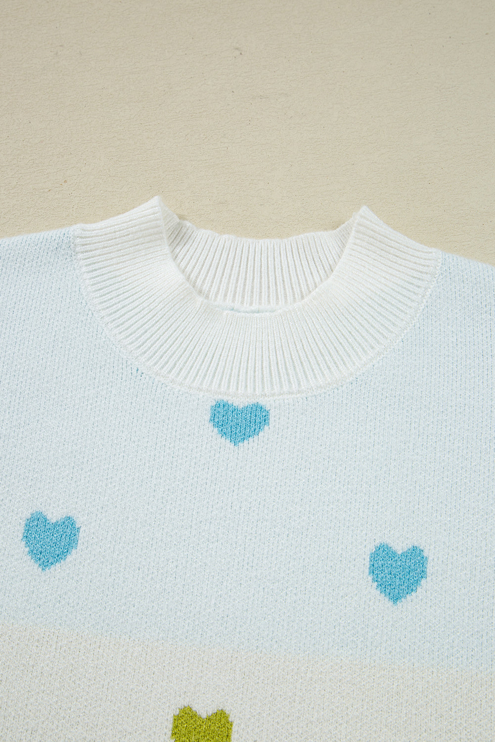 Heart Pattern Knit High Neck Baggy Sweater eAura