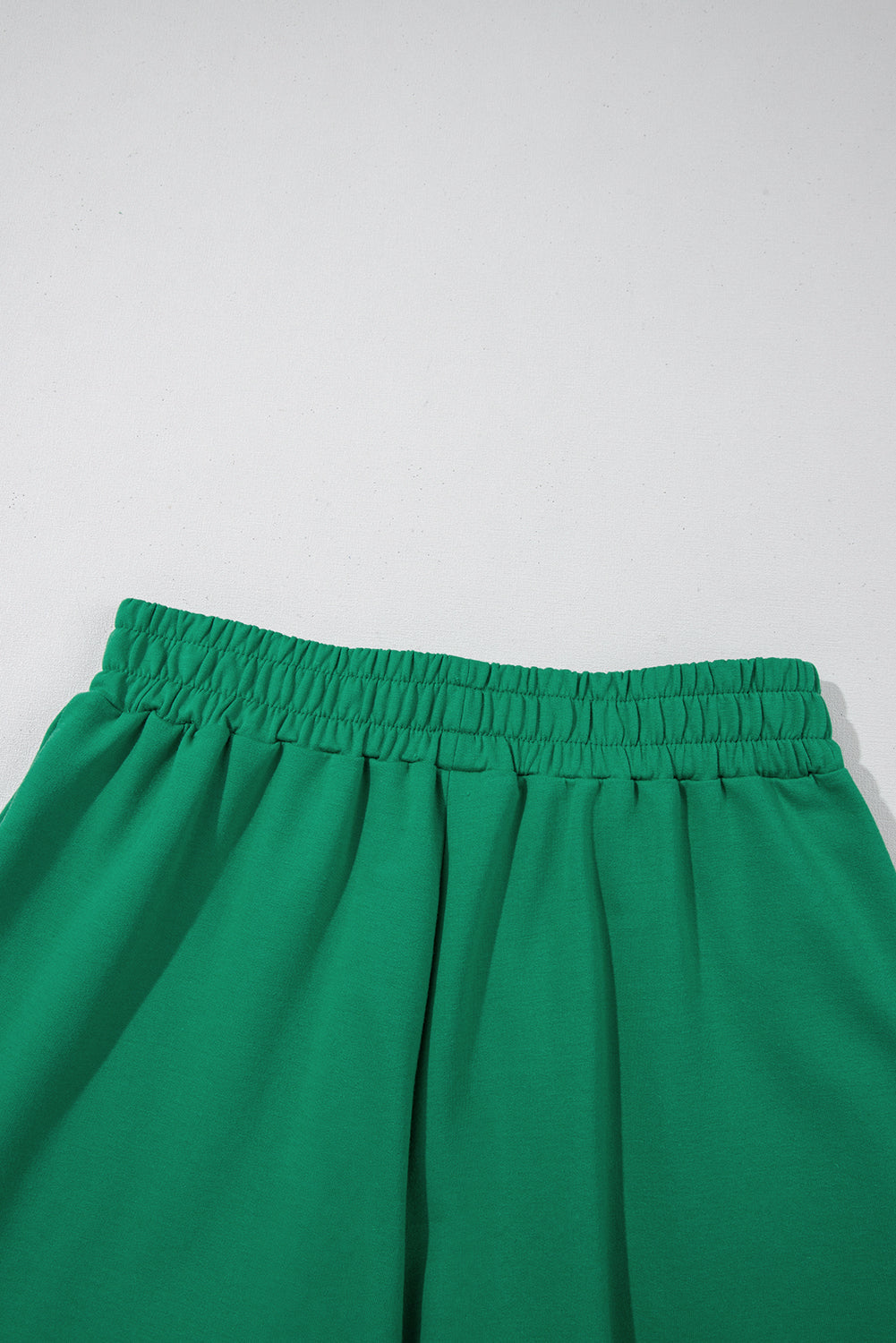 Sea Green Half Zip Puff Sleeve Top and Ruffled Shorts Set eAura