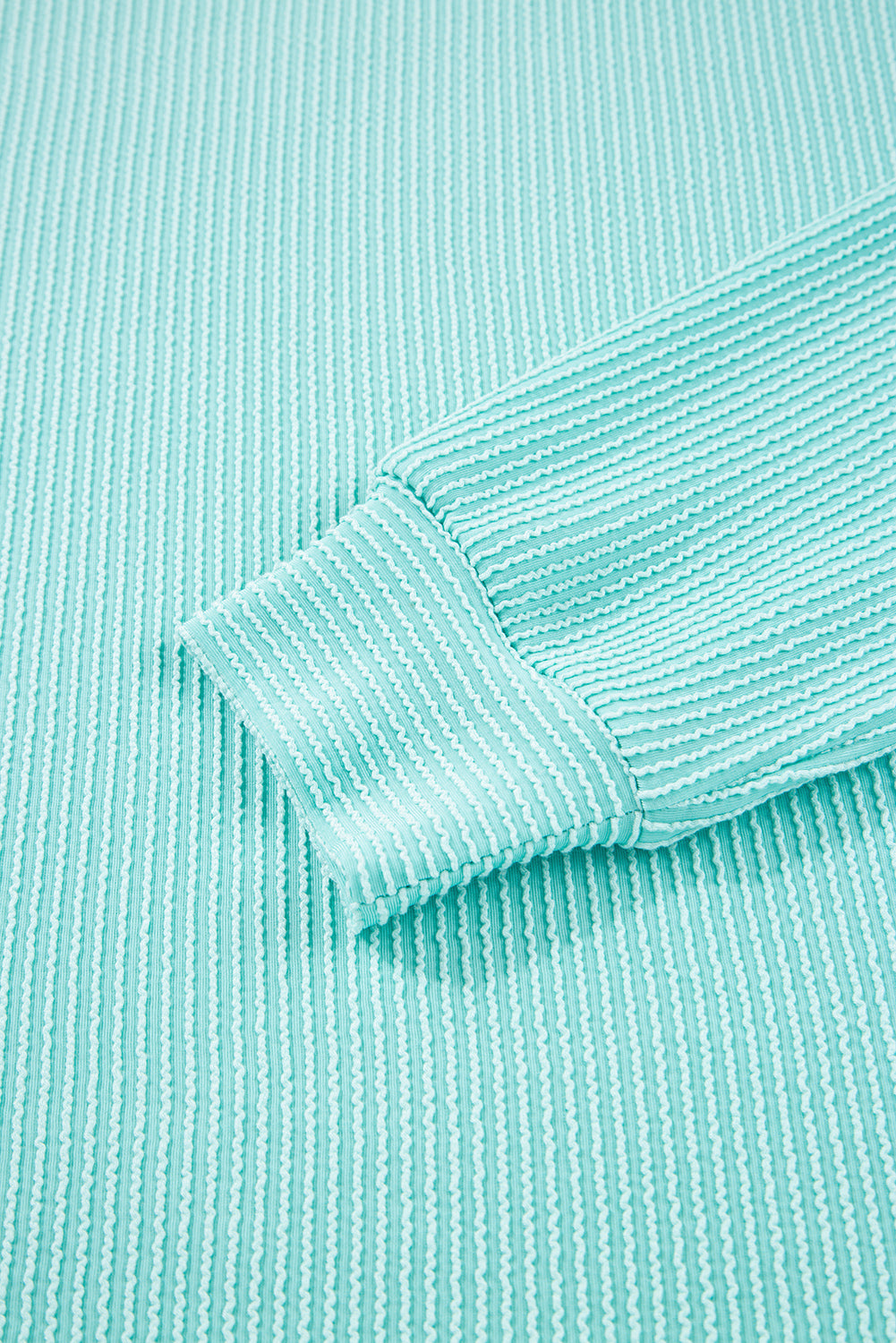 Ribbed Textured Contrast Patched Pocket Long Sleeve Top - eAura