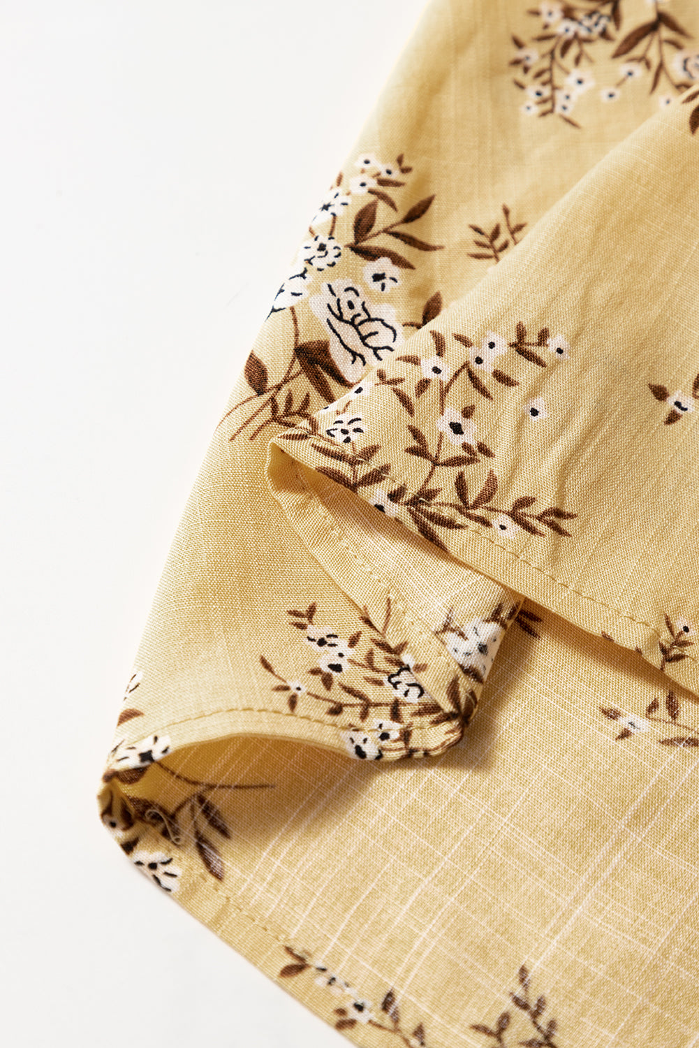 Yellow Boho Floral Print Ruffle Smocked Flowy Summer Dress eAura