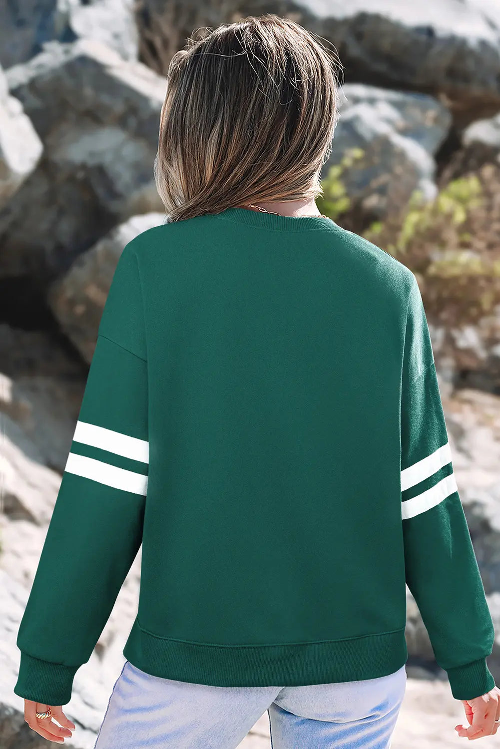 Striped Detail Drop Shoulder Oversized Sweatshirt