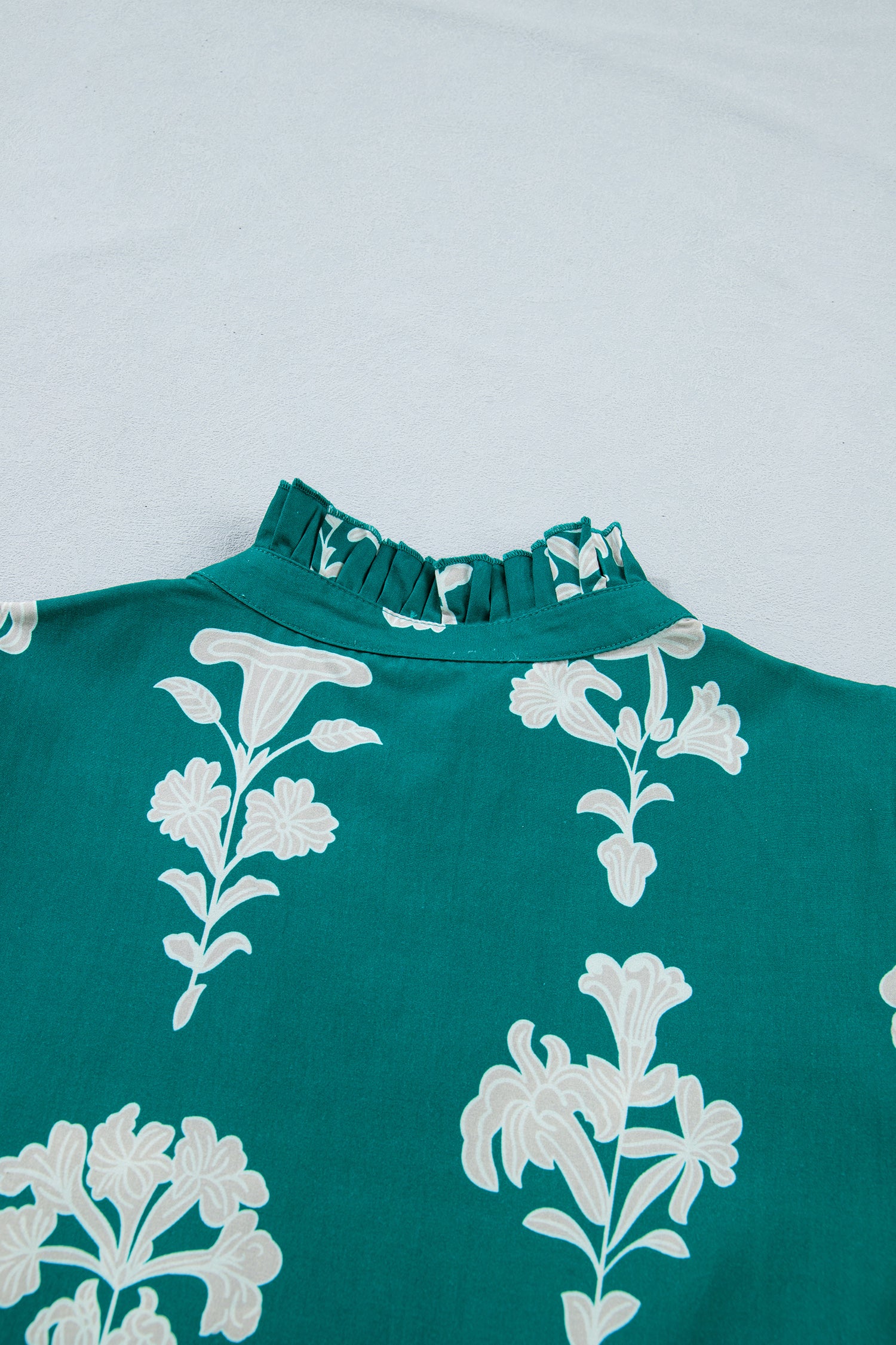 Floral Frill V-Neck Puff Sleeve Drop Waist Mini Dress